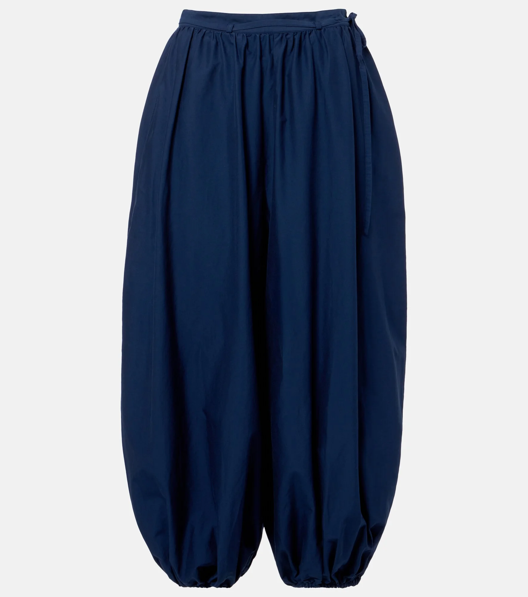 Belted cotton and silk balloon pants - 1
