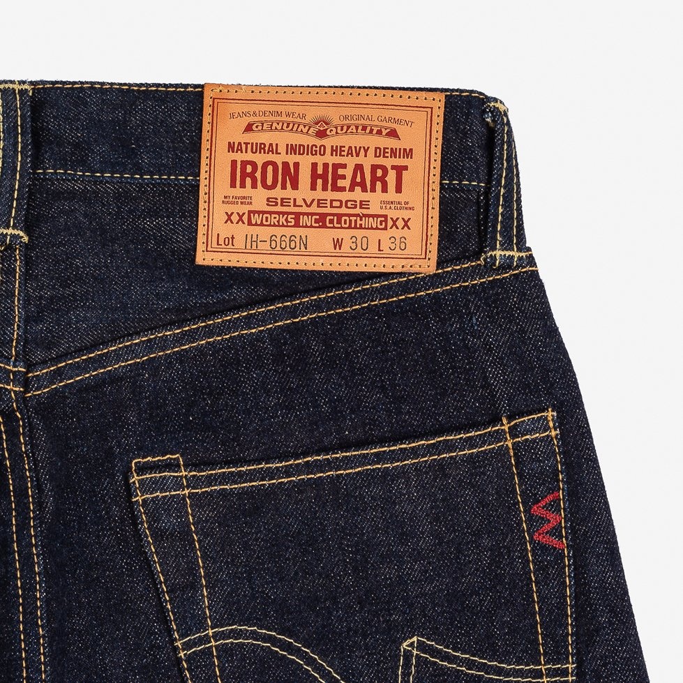 IH-666N 17oz Selvedge Denim Slim Straight Cut Jeans - Natural Indigo - 6