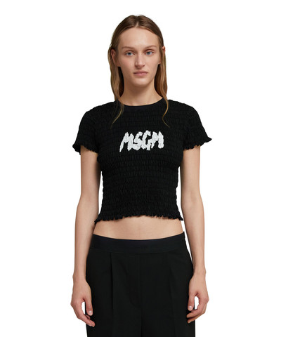 MSGM Embossed T-Shirt with new brushstroke logo outlook