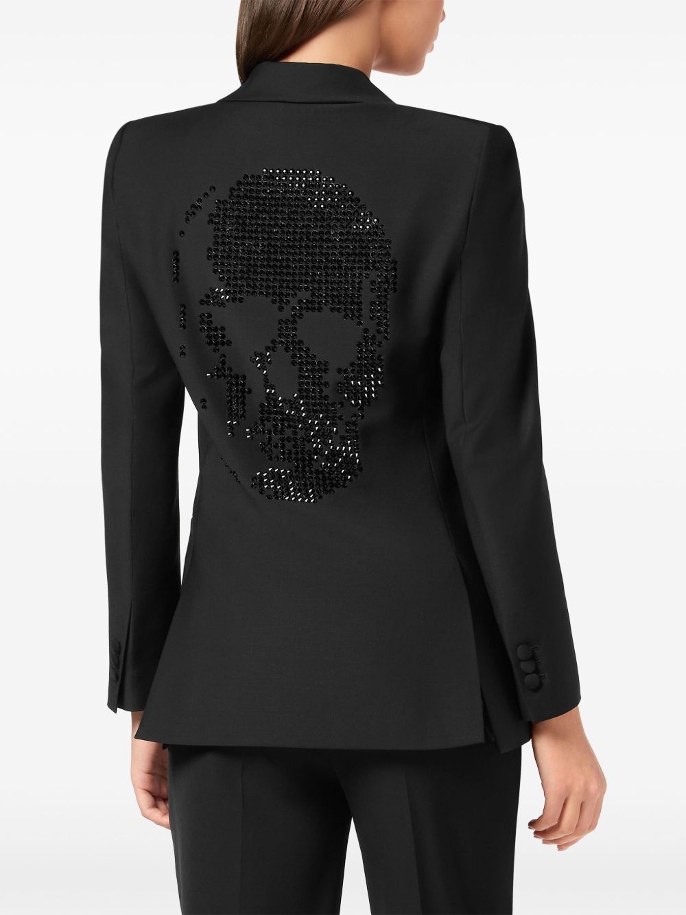 Skull-strass wool blazer - 4