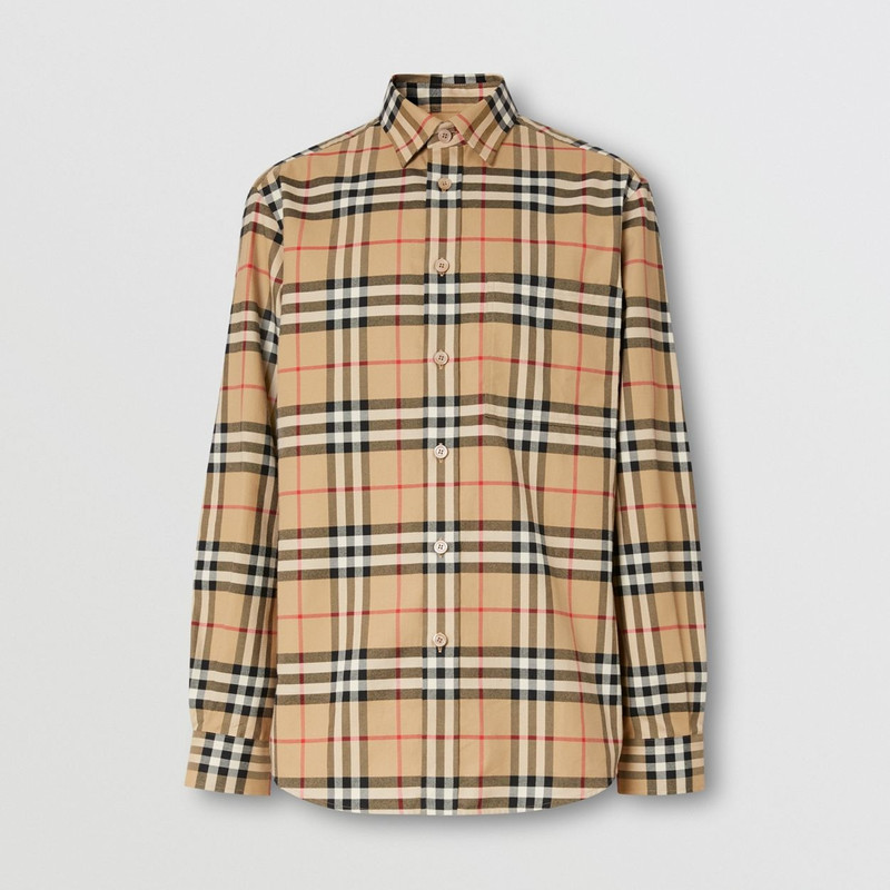 빈티지 체크 코튼 Flannel 셔츠 - 1