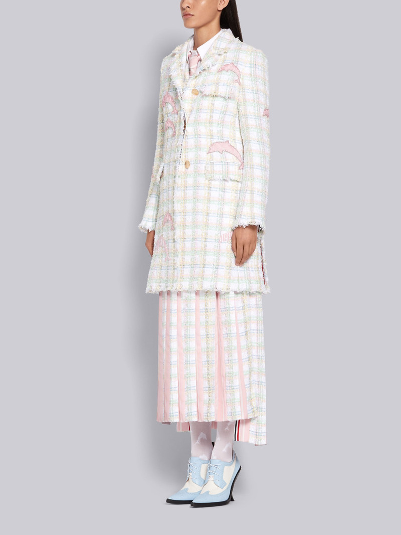 Light Blue Pebbled Calfskin Brogue Spectator Curved High Heel 5