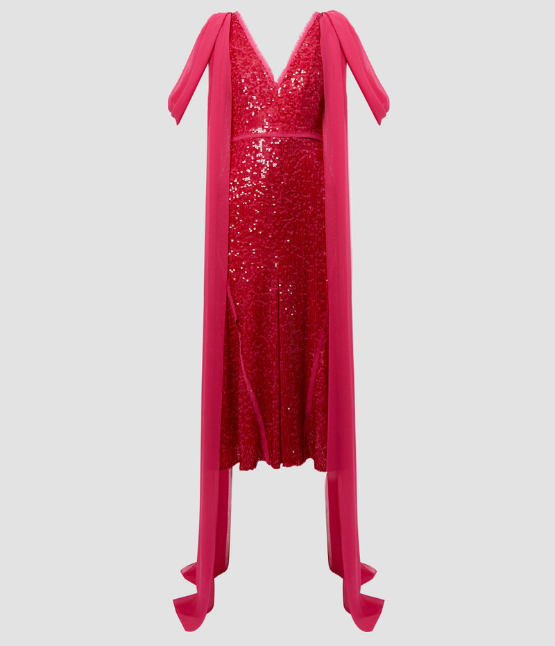 DRAPED SHOULDER MIDI DRESS - 1