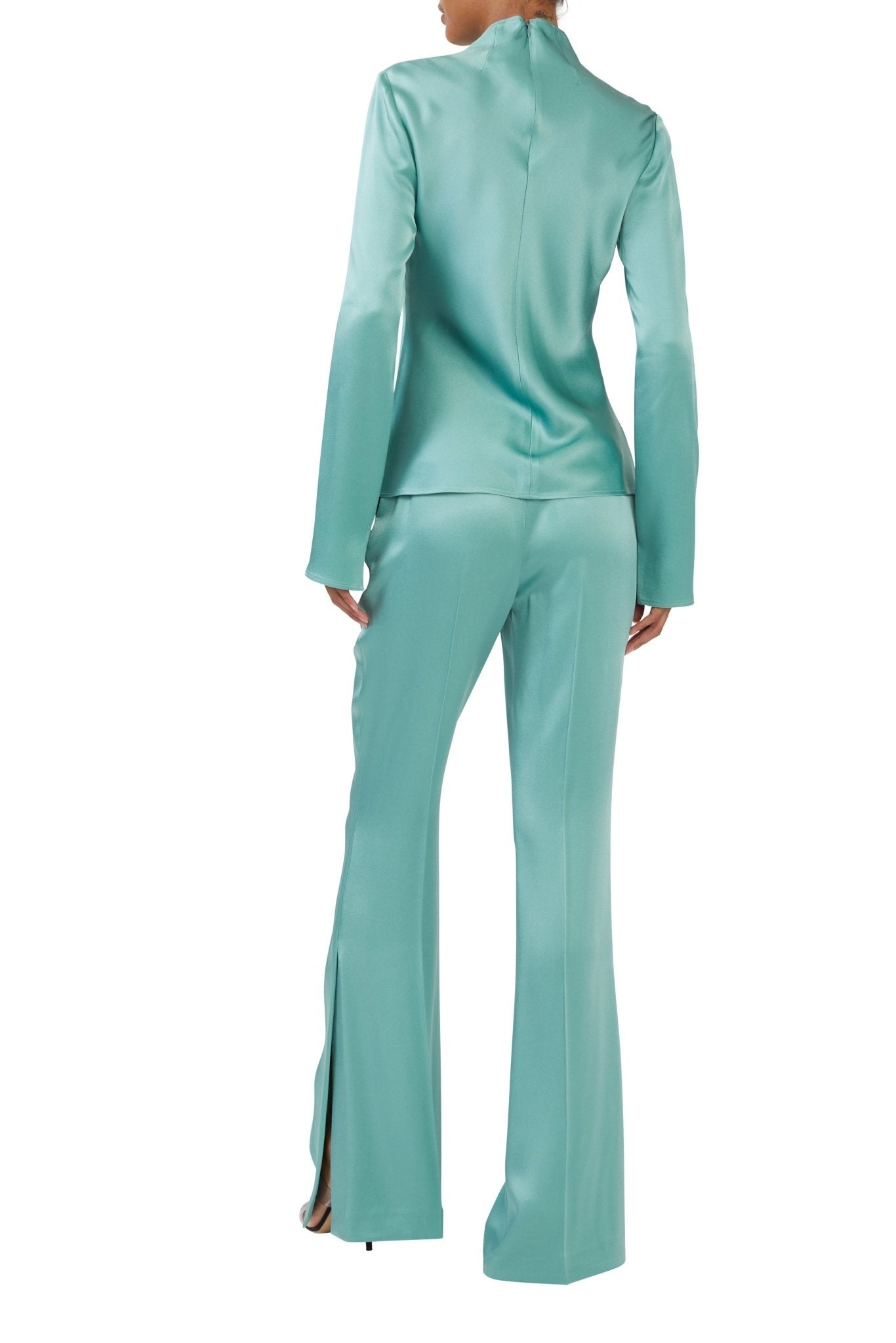 Satin High Waisted Flared Pant - 4