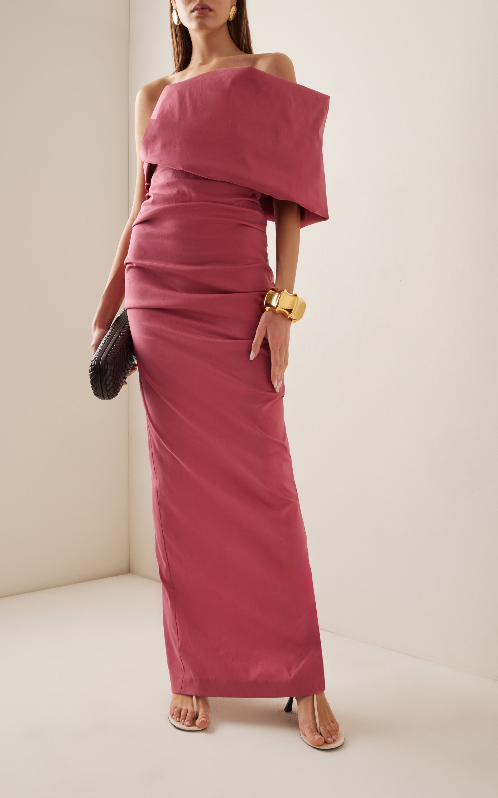 Kat One-Shoulder Shantung Gown pink - 3
