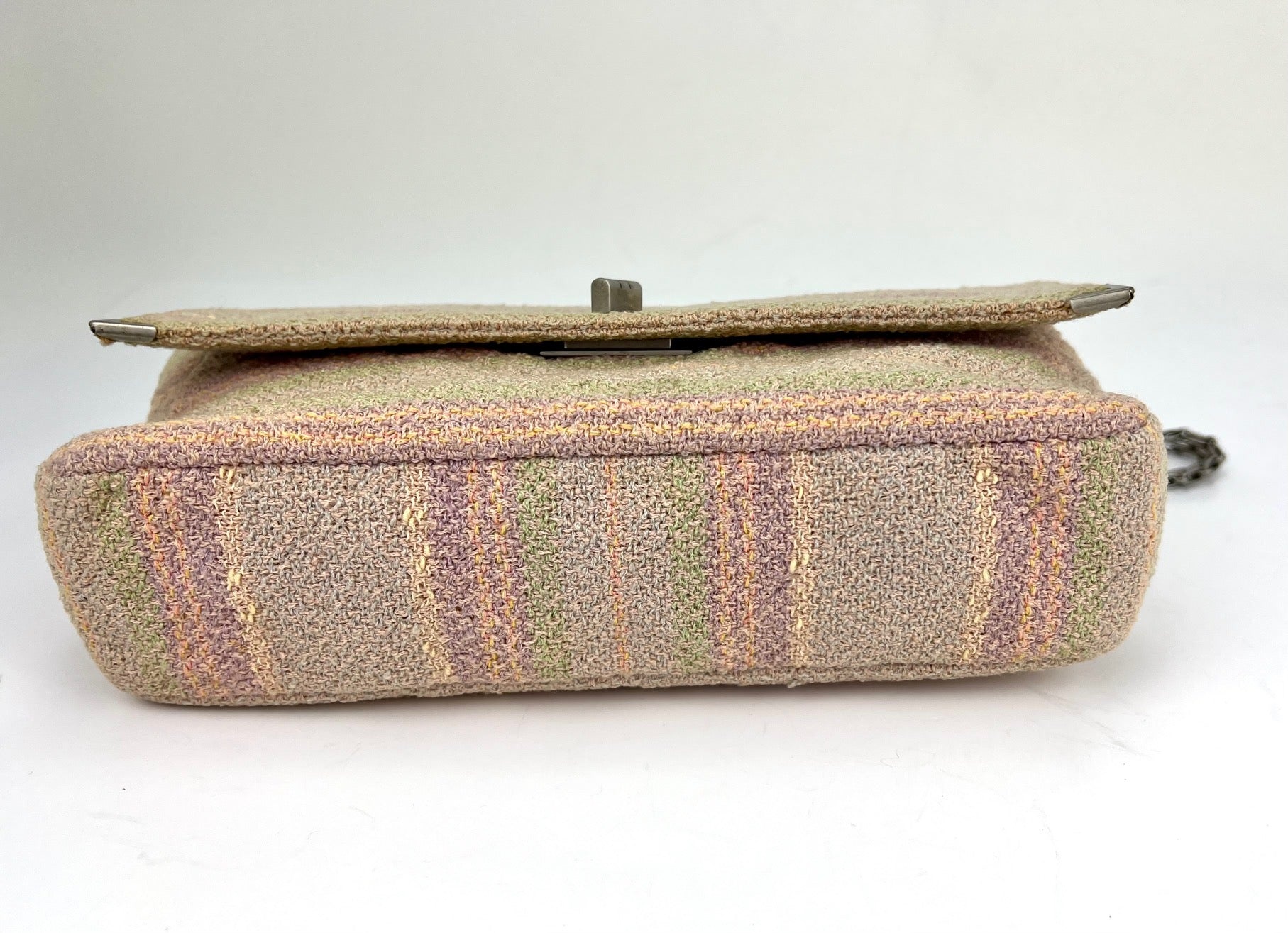 Chanel 2.55 Reissue 225 Single Flap Pink Multicolor Cotton Tweed Shoulder Bag - 11