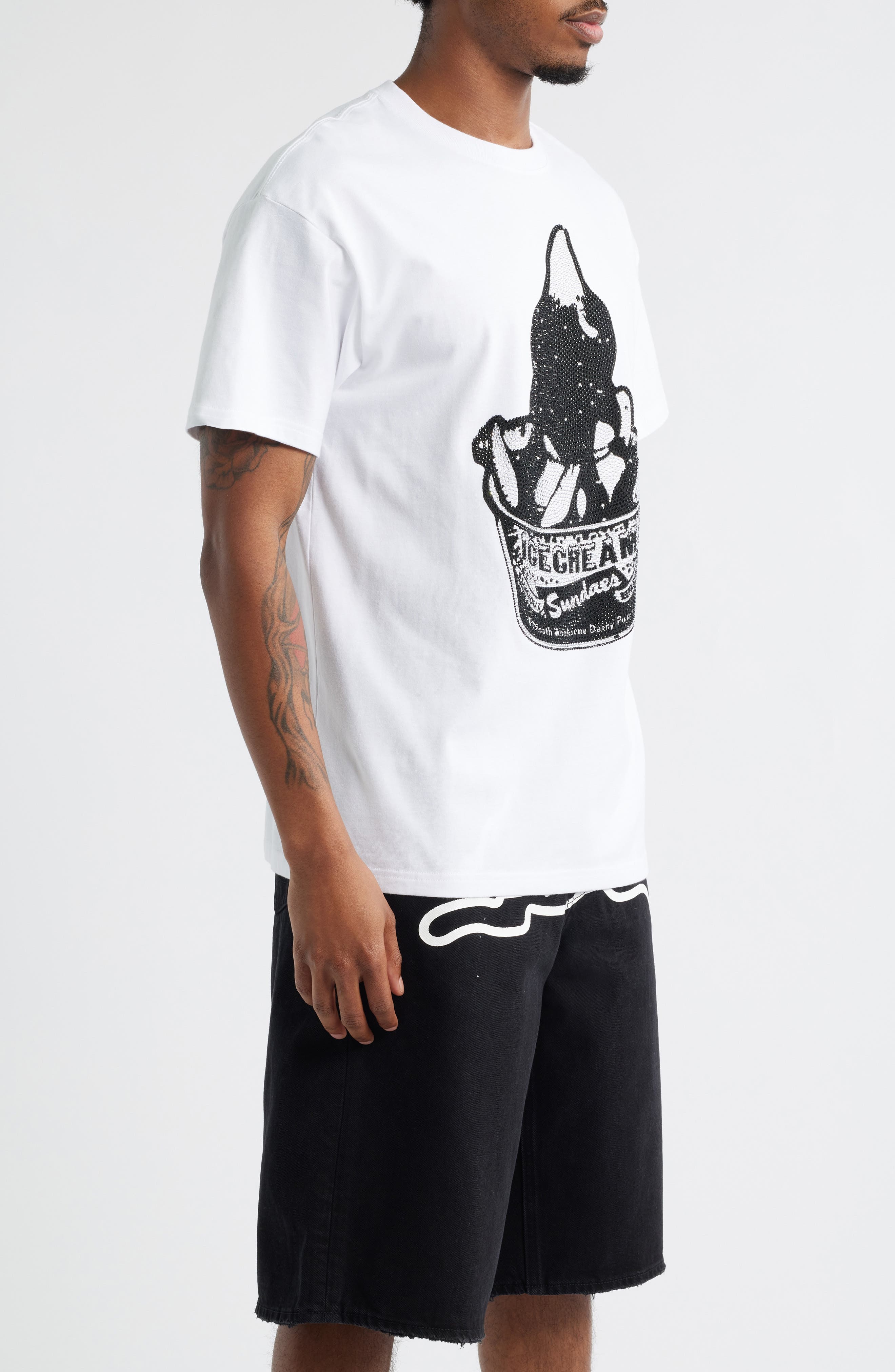 ICECREAM Gleam Embellished T-Shirt in White at Nordstrom - 3