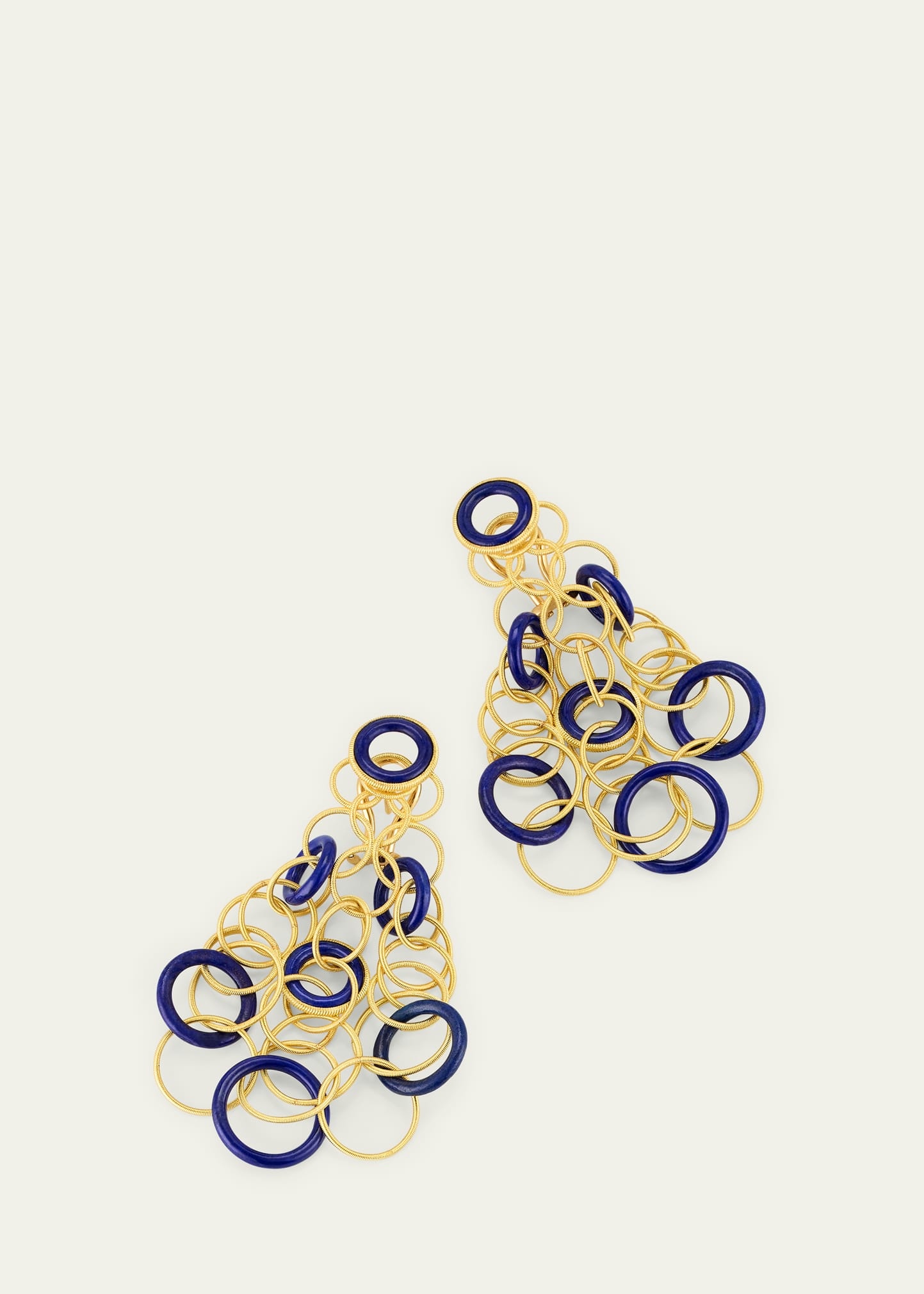 Hawaii Color 18K Yellow Gold Lapis Lazuli Earrings, 7cm - 3