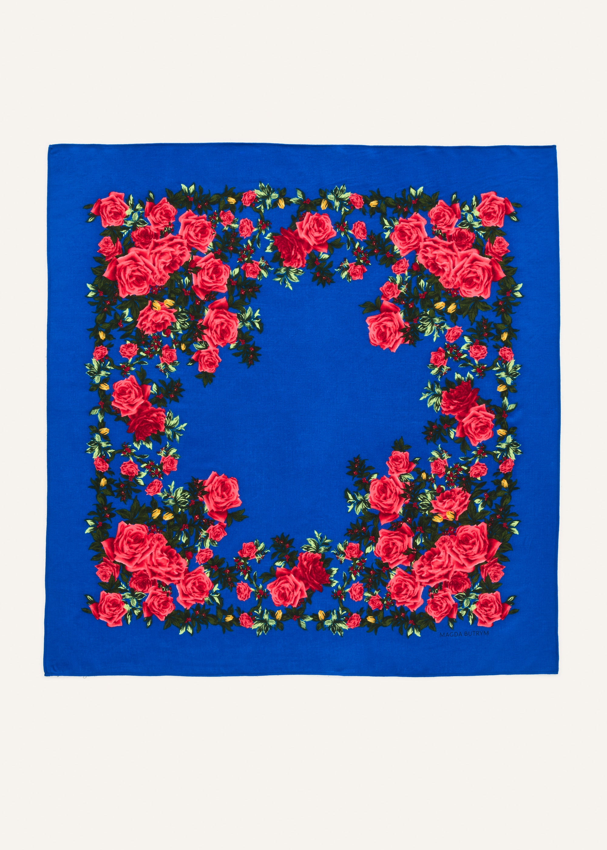 Bloom wool scarf in royal blue - 2