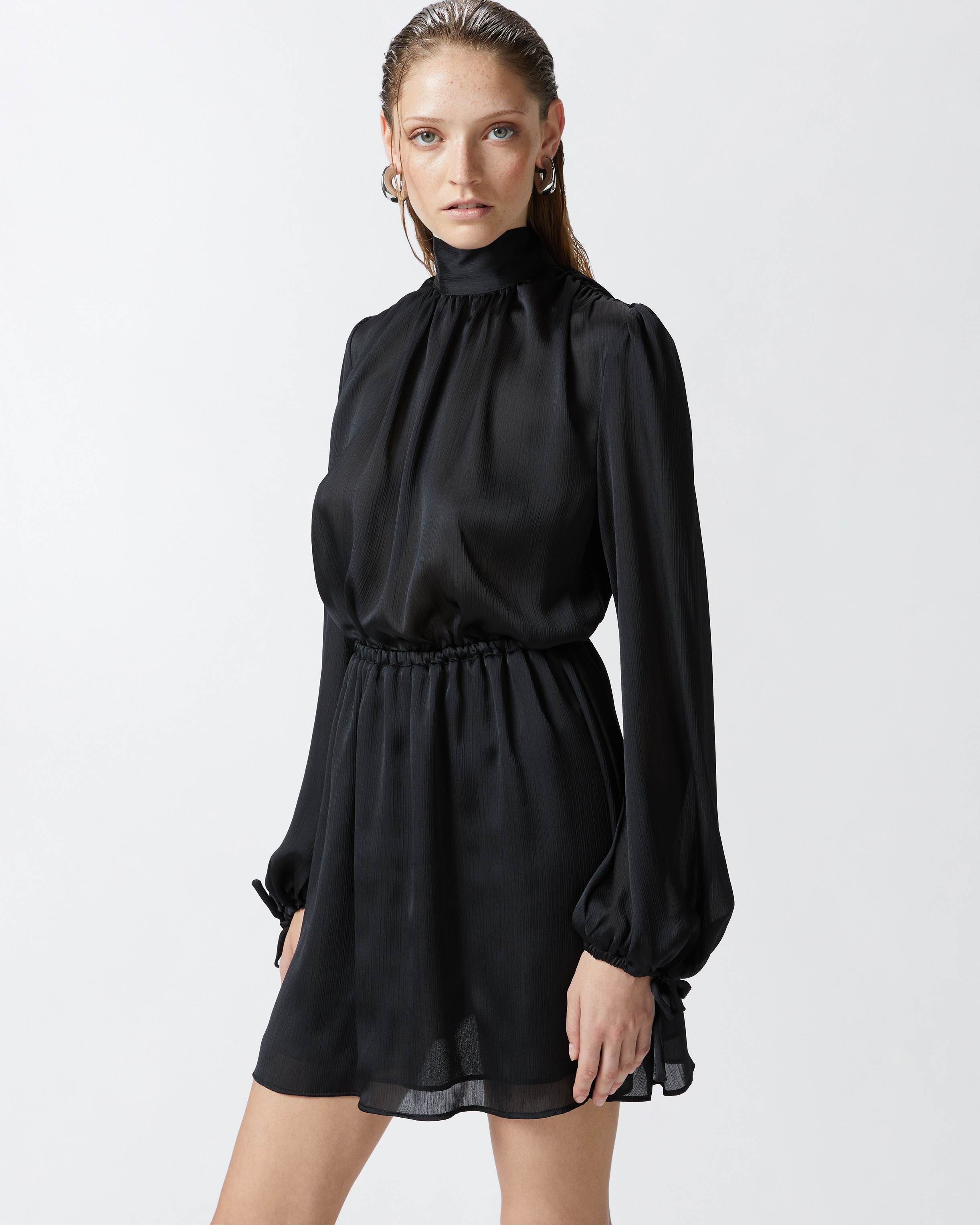 CRINKLE FABRIC MINI DRESS WITH OPEN BACK - 2