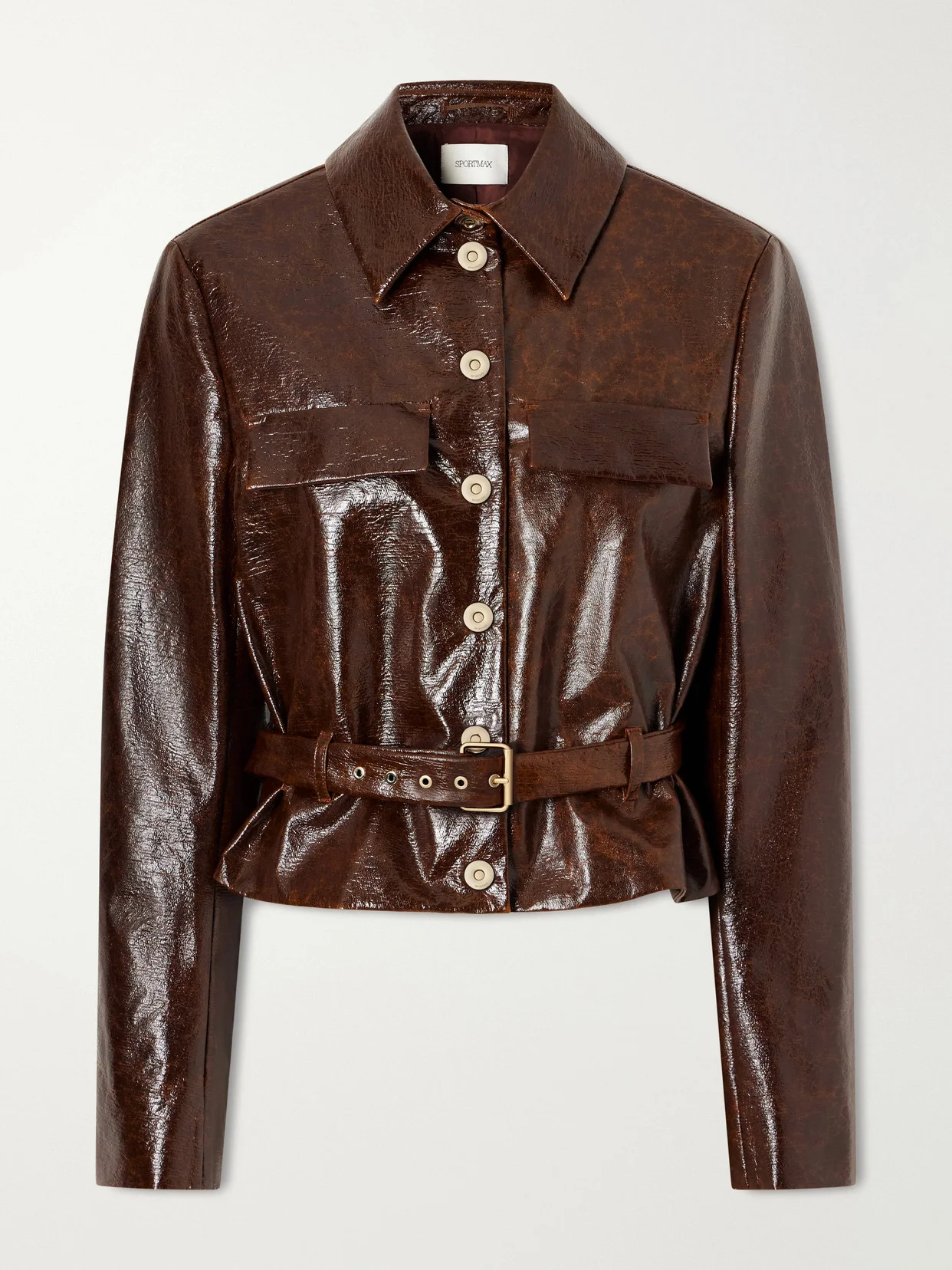 Canditi Cropped Belted Coated-cotton Jacket - 1