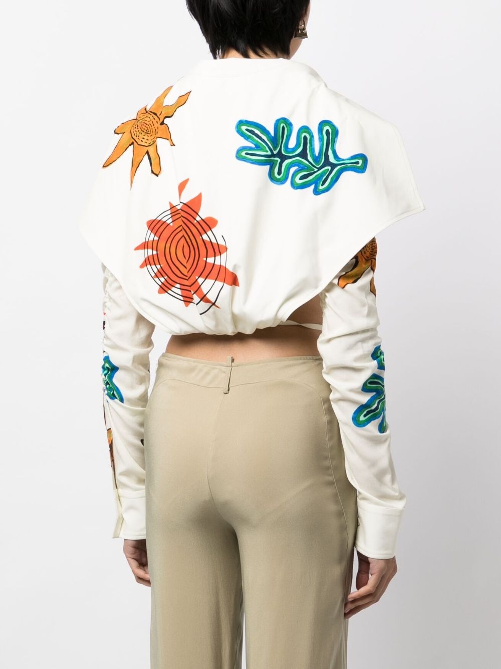 graphic-print long-sleeve cropped top - 4