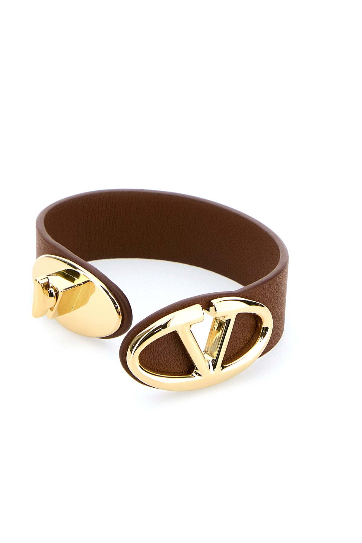 Brown leather VLogo bracelet - 3