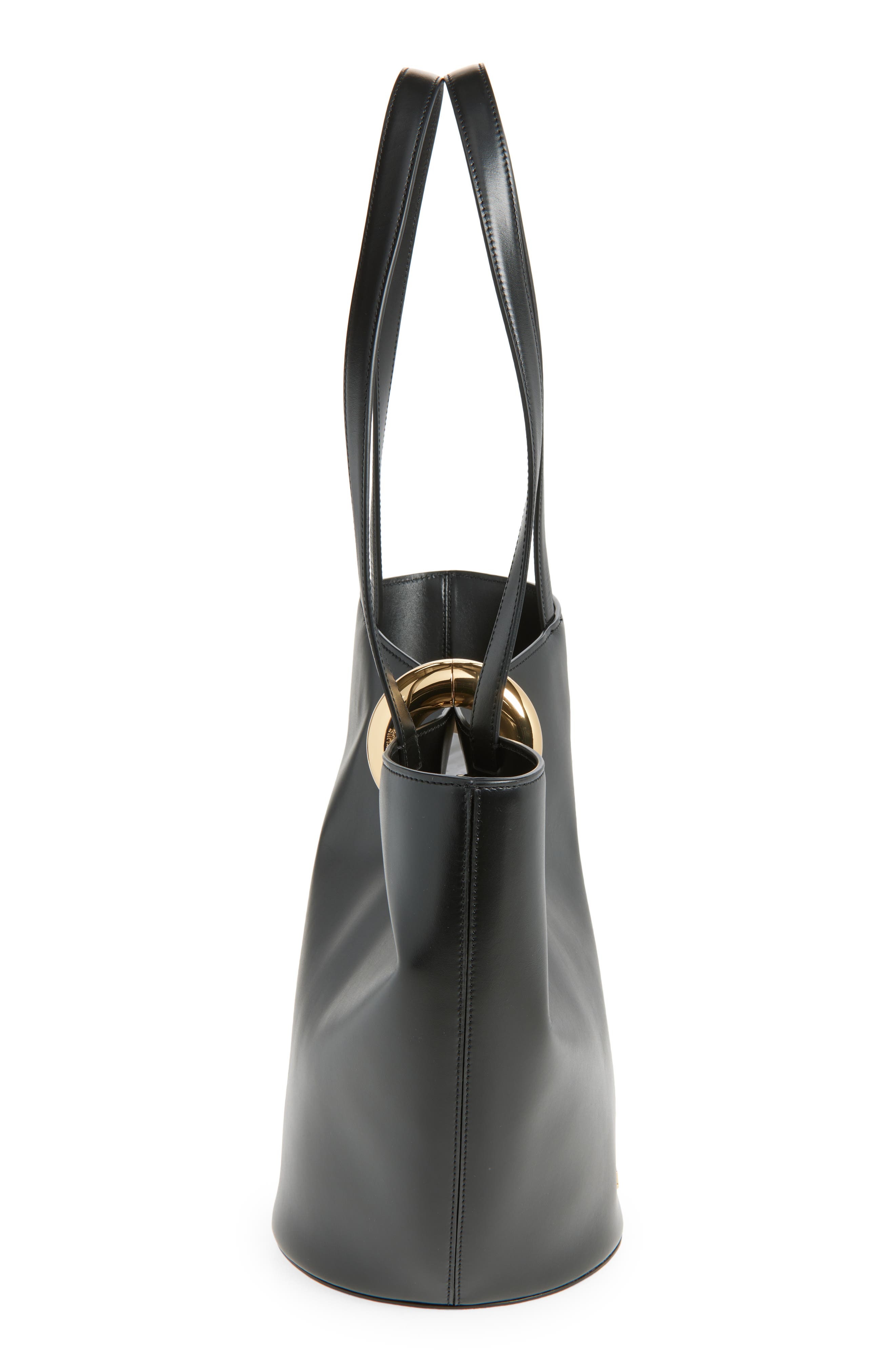 Jacquemus The Medium Bambola Asymmetric Leather Bucket Bag in Black 990 at Nordstrom - 6