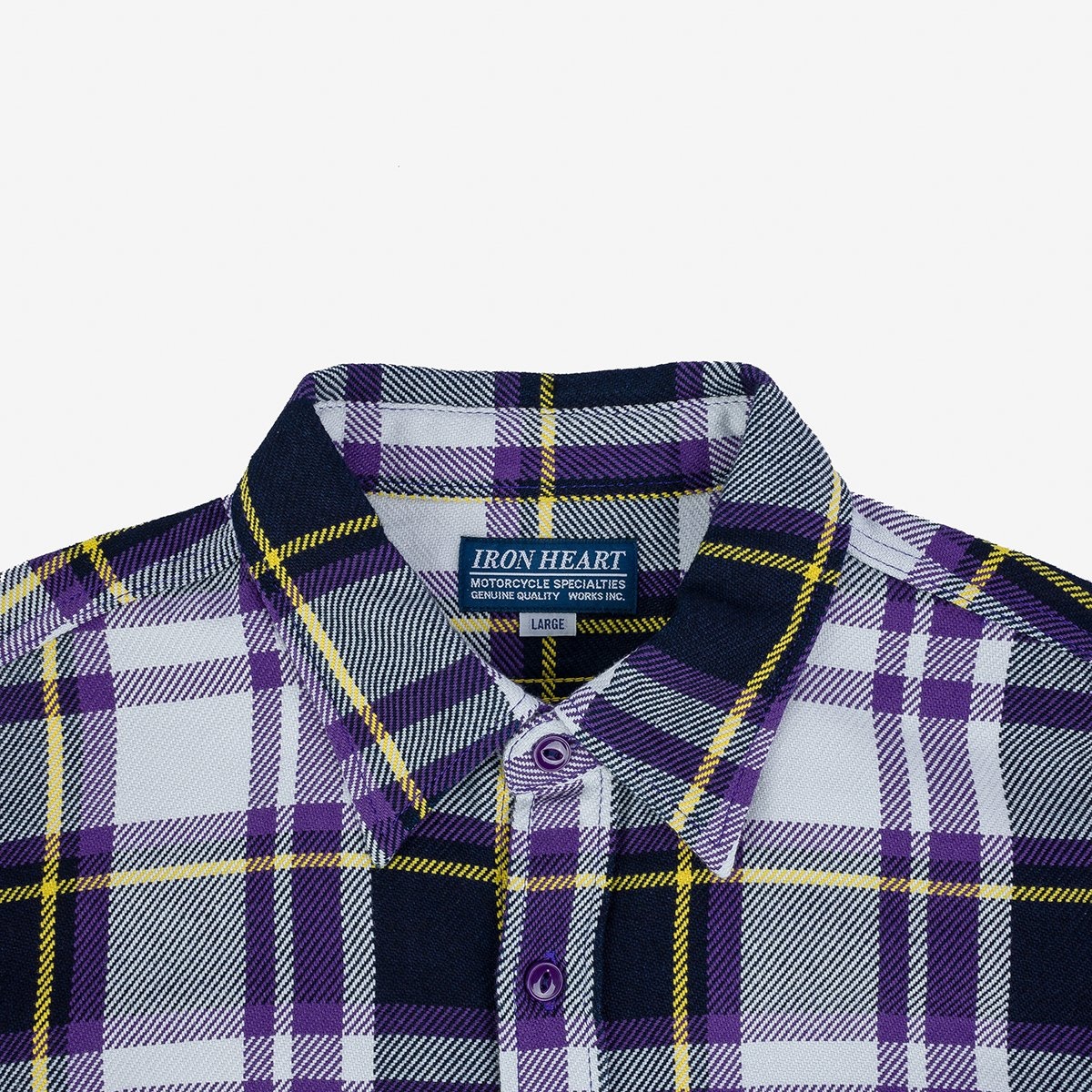 IHSH-382-PUR 9oz Selvedge American Check Work Shirt - Purple - 8