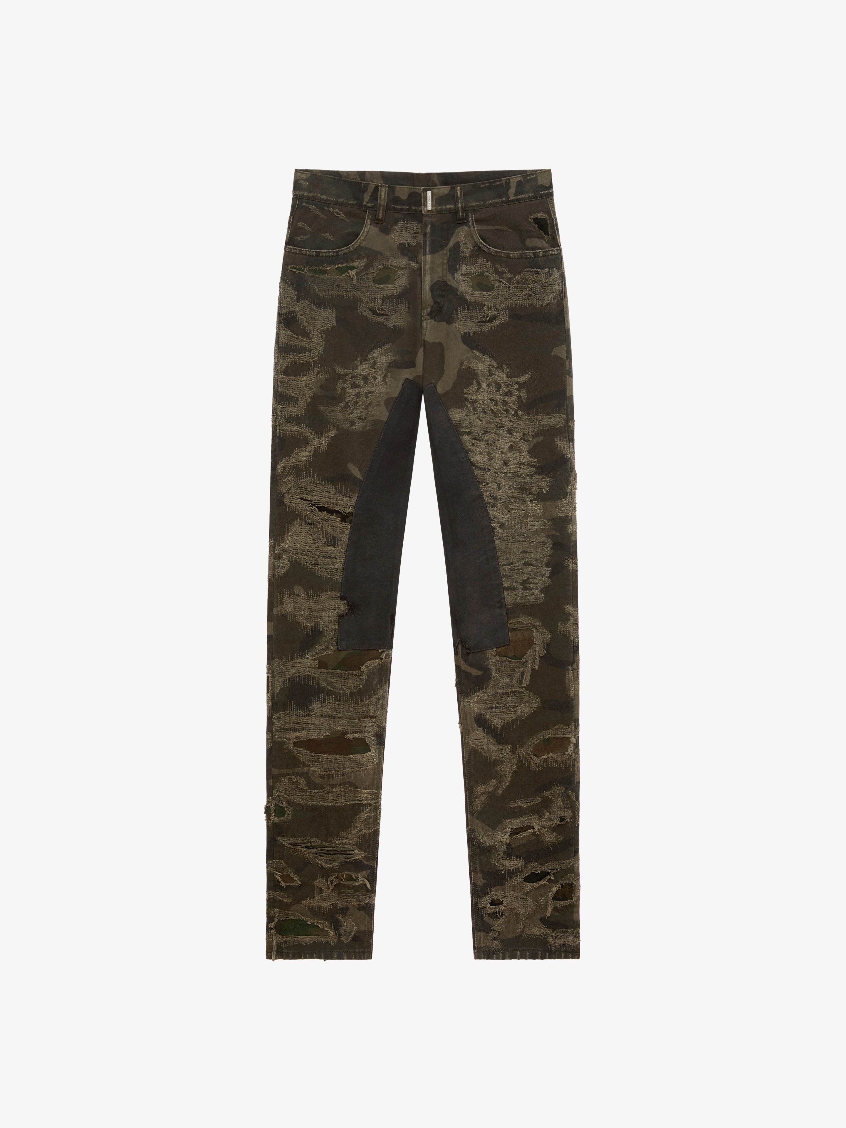 SLIM-FIT IN DESTROYED DENIM WITH PRINTED CAMO - 1