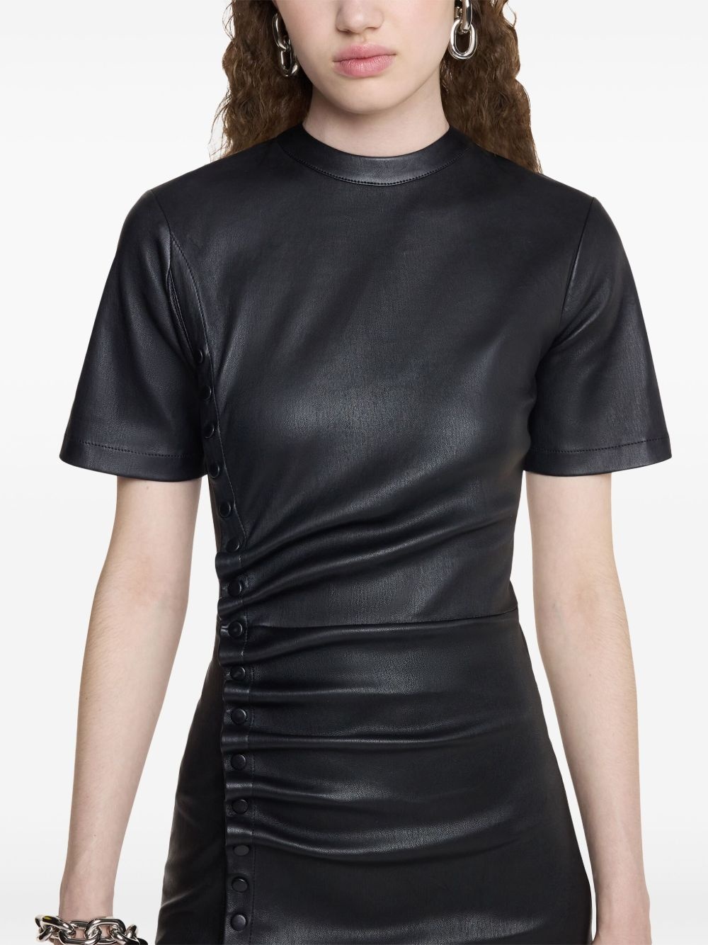ruched leather mini dress - 5