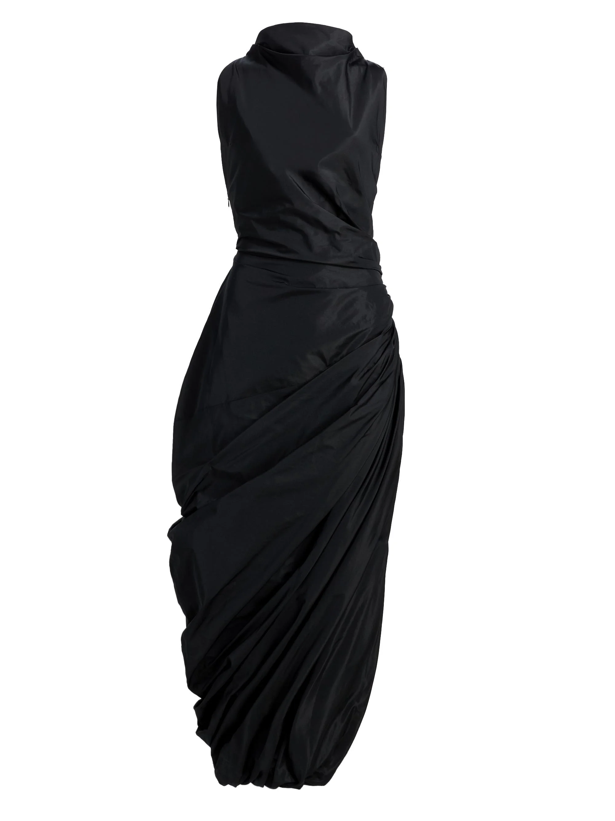 Women's Dora Gathered Taffeta Dress - Black - 1