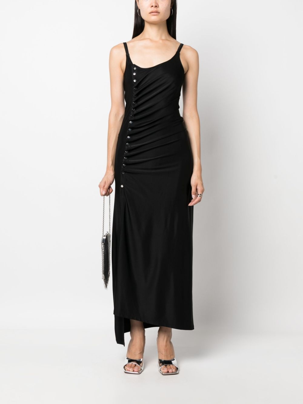 asymmetric satin maxi dress - 2