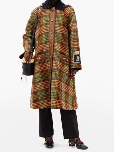 GUCCI Single-breasted patch & horsebit madras coat outlook