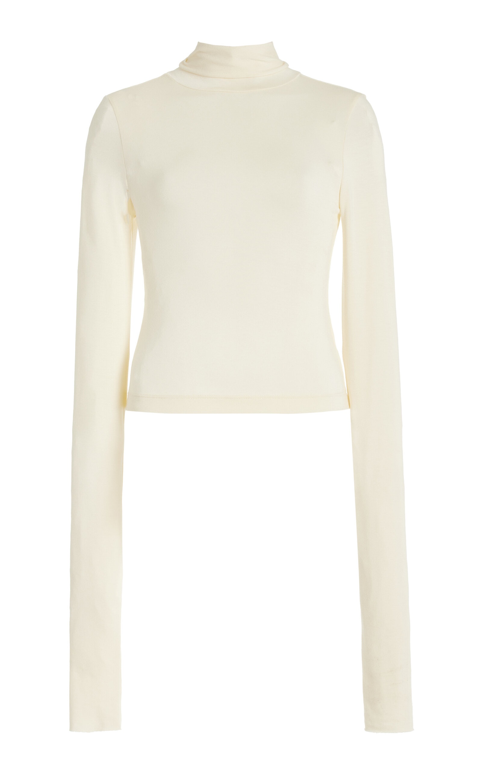 Cropped Jersey Turtleneck Top ivory - 1