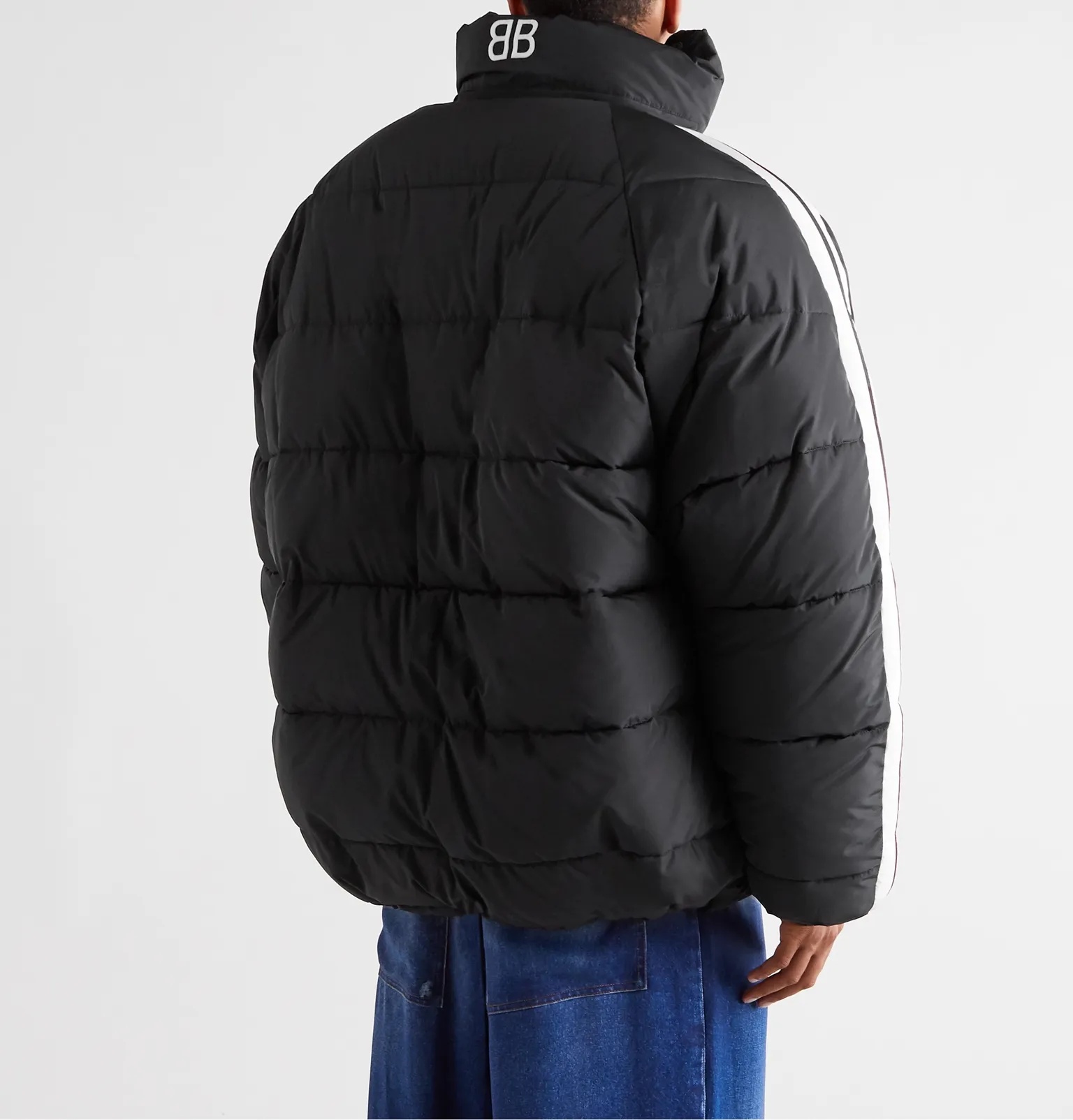 Logo-Print Striped Quilted Padded Shell Jacket - 4