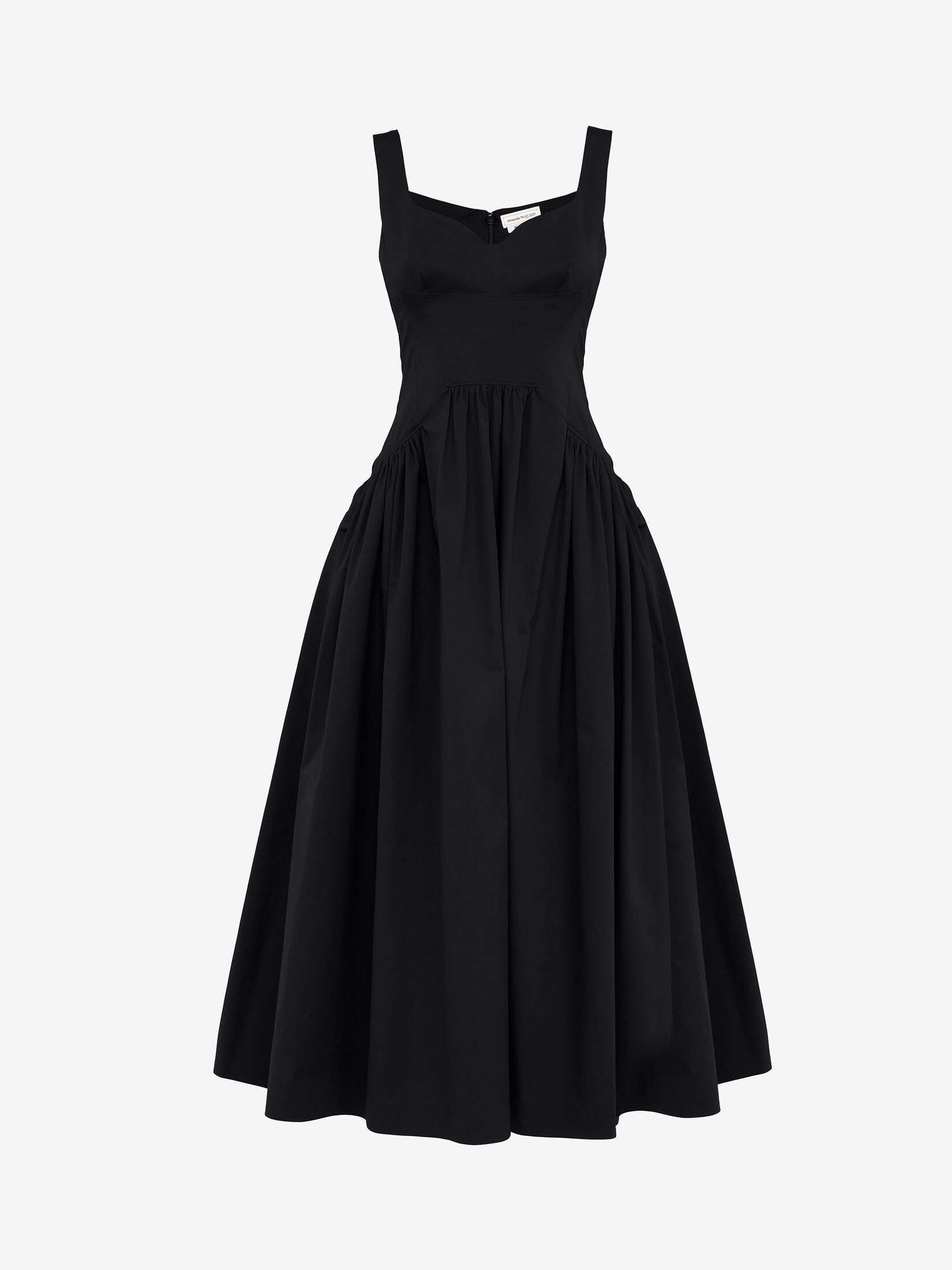 Women's Sweetheart Neckline Midi Dress in Black - 2