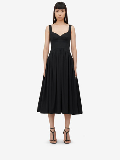 Alexander McQueen Women's Sweetheart Neckline Midi Dress in Black outlook