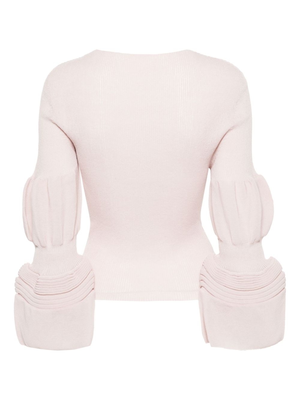 bell-sleeves ribbed-knit top - 2