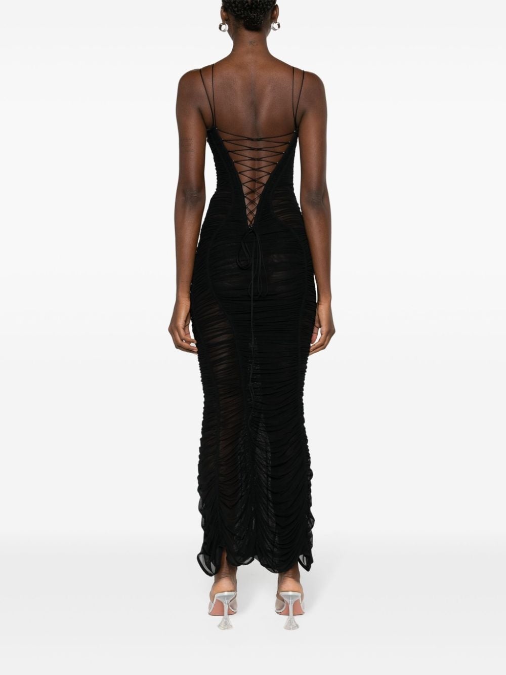 mesh fitted midi dress - 4
