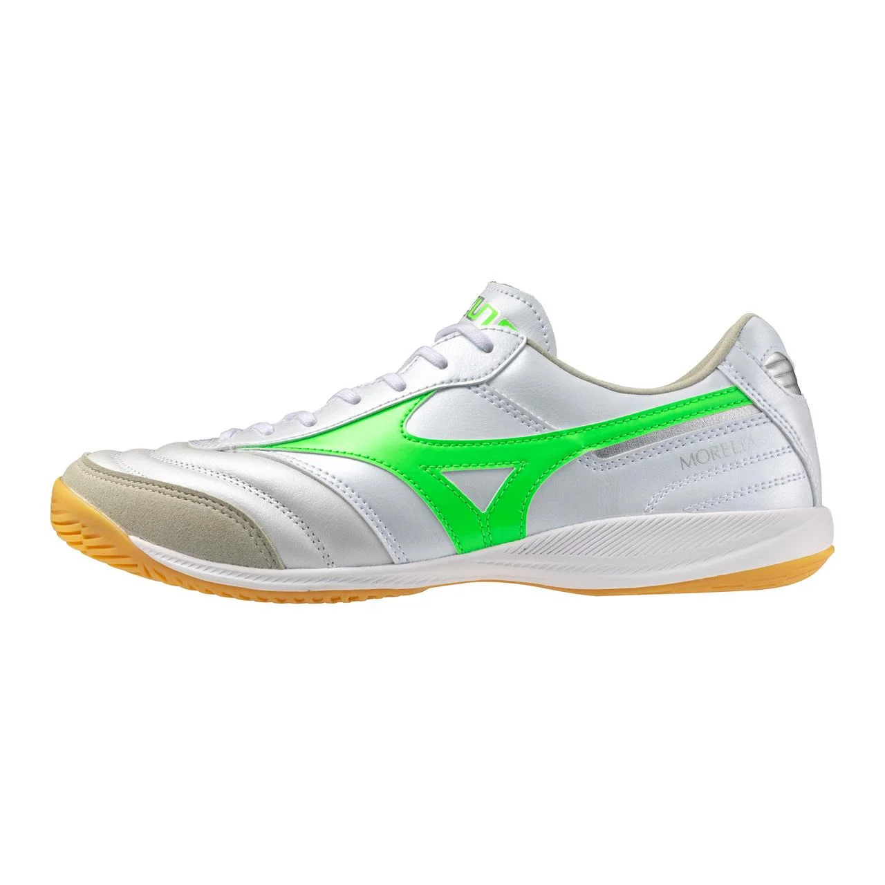 Morelia Sala Elite IN Indoor Soccer Shoe, White/Neon Green - 1