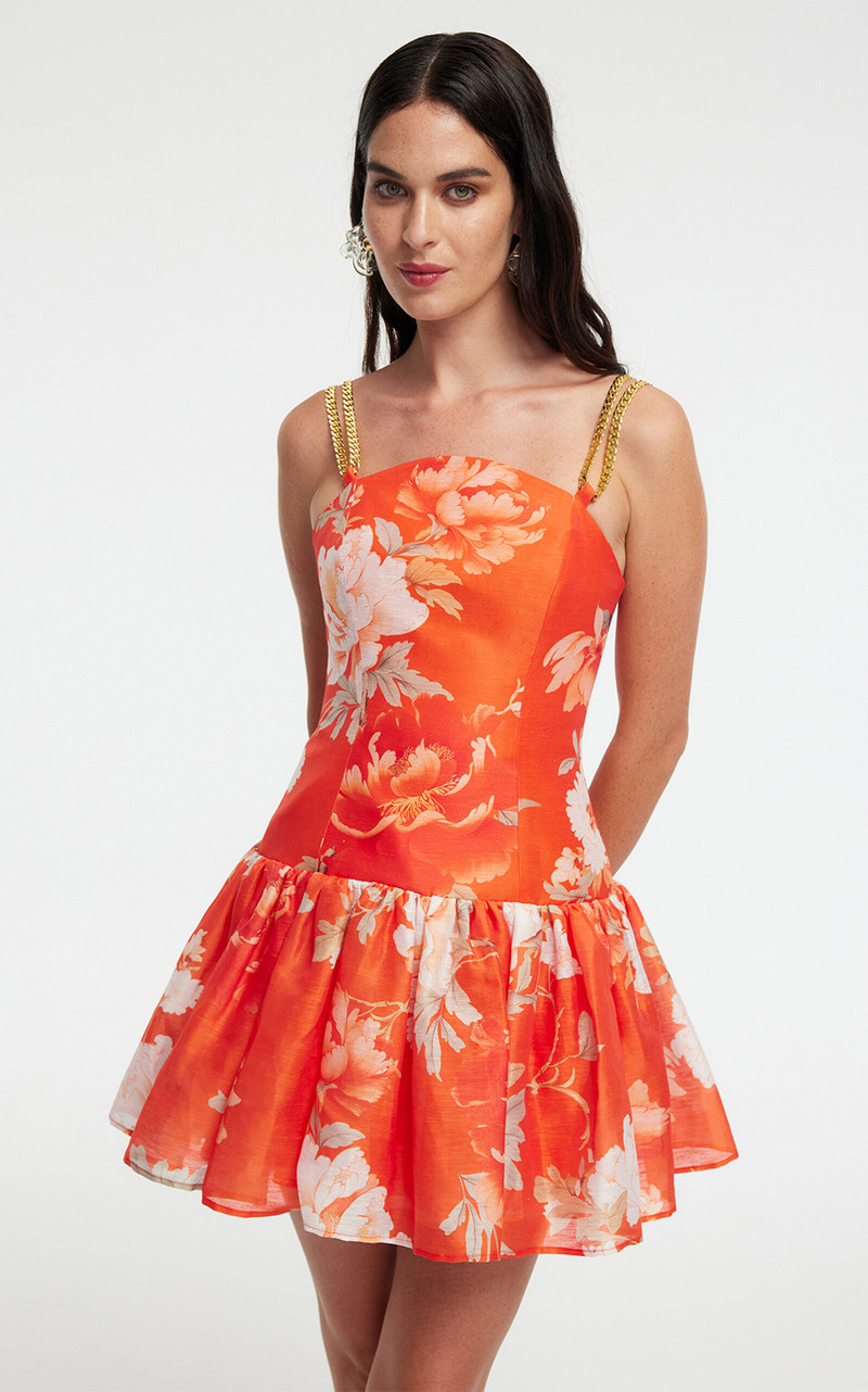 Lorena Ruffled Linen-Blend Mini Dress floral 6