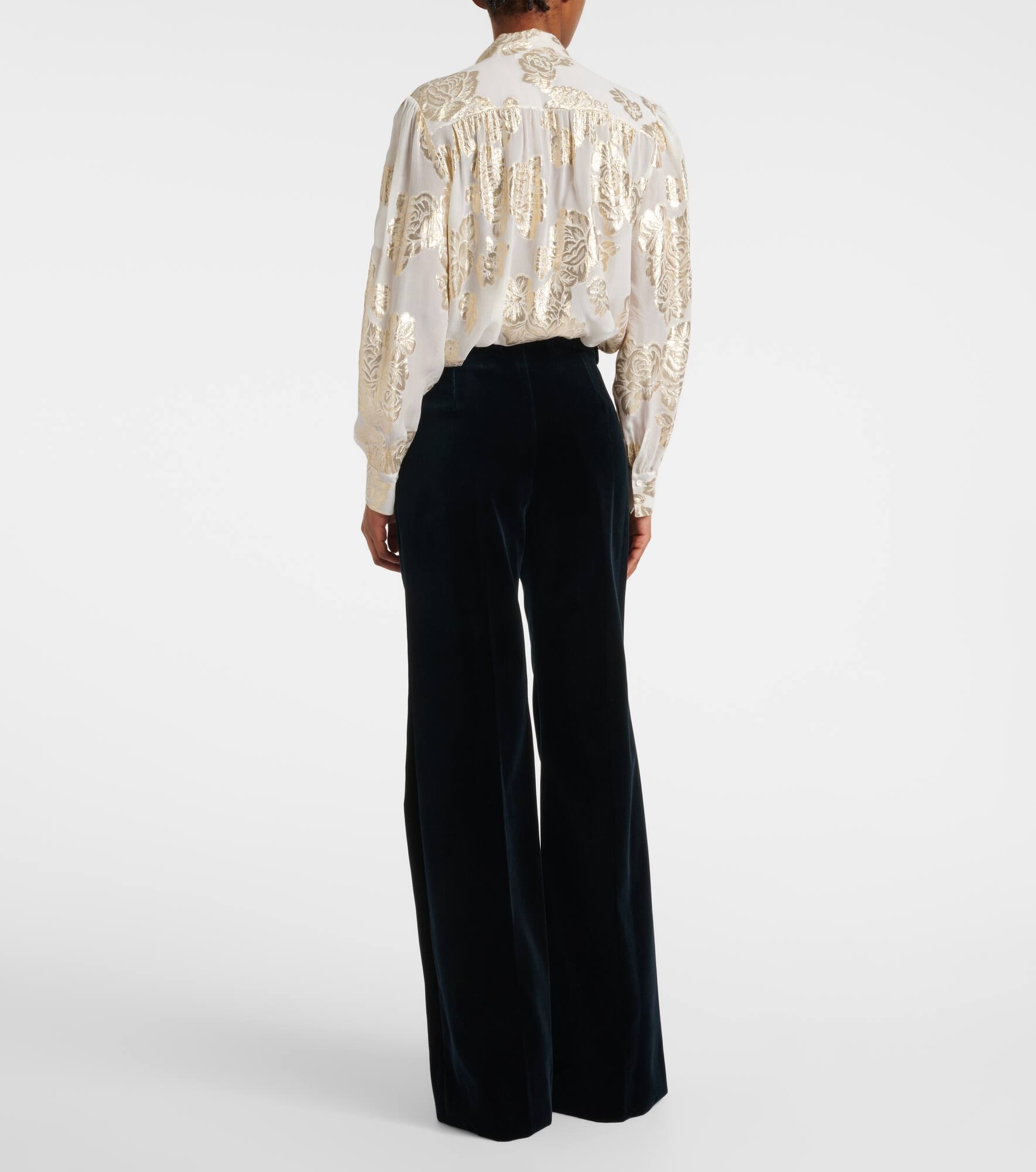 Cotton velvet flared pants - 3
