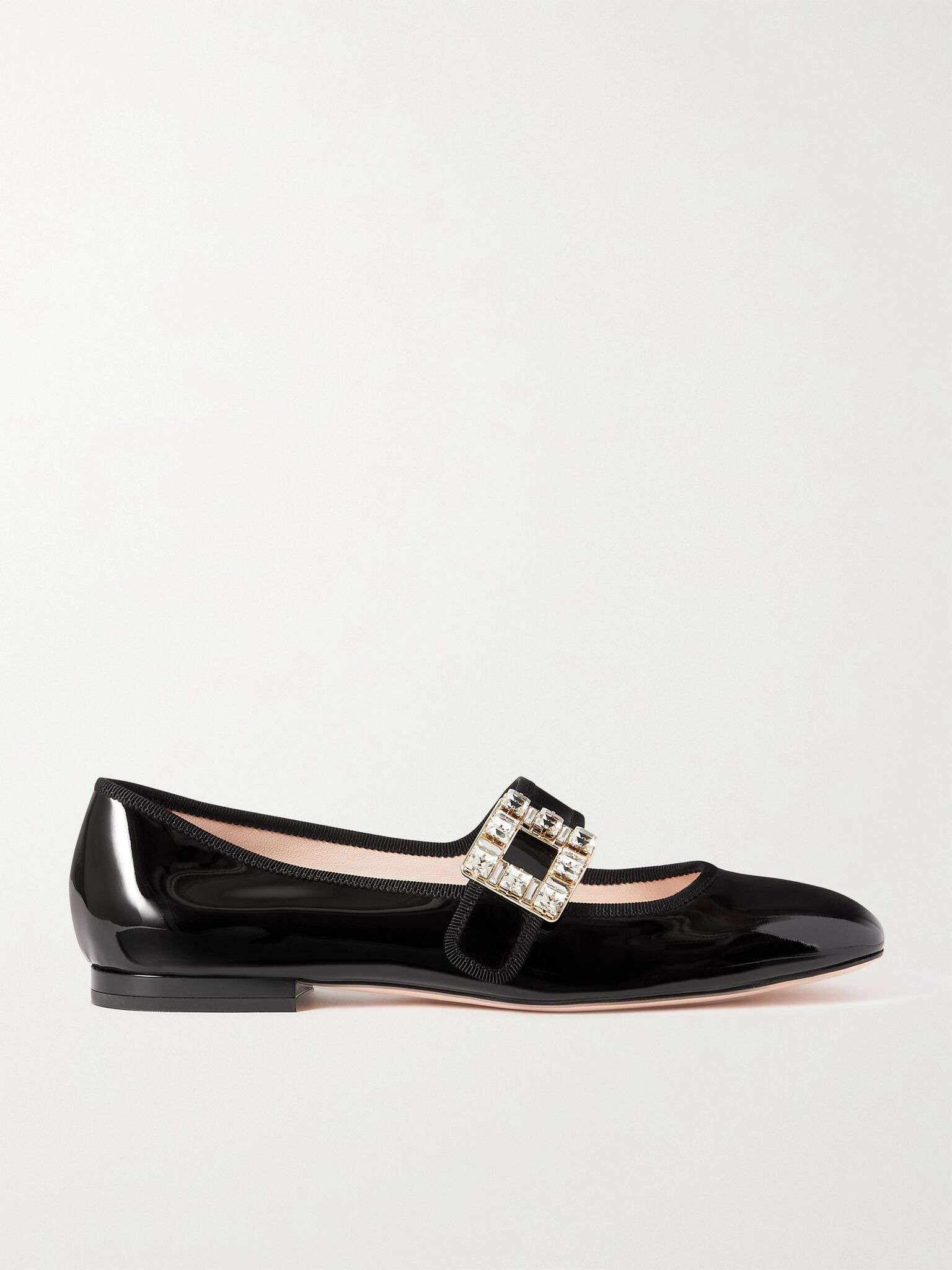 Très Vivier Strass Babies crystal-embellished patent-leather ballet flats Black - 1