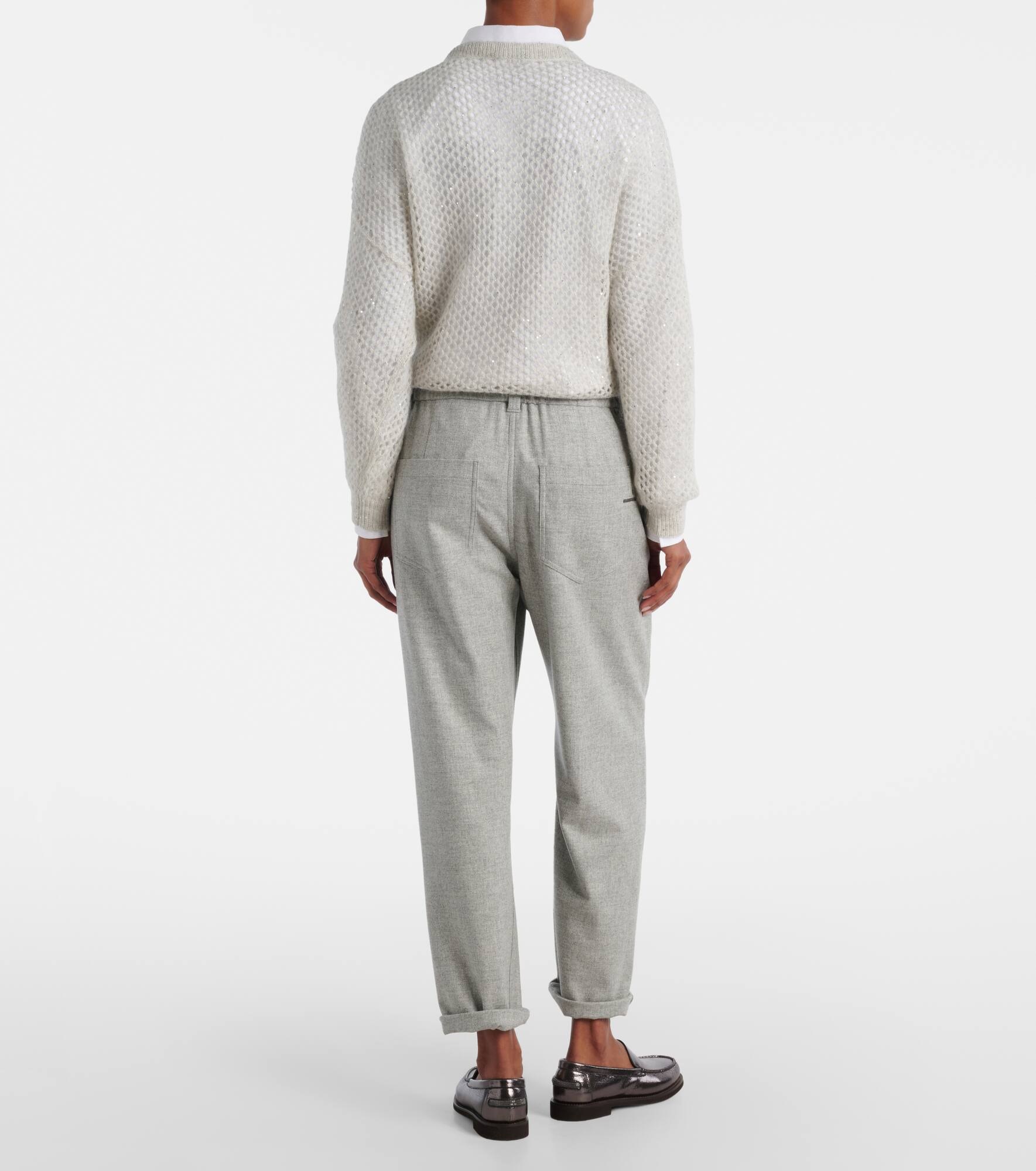 Cropped wool and cashmere straight pants - 3