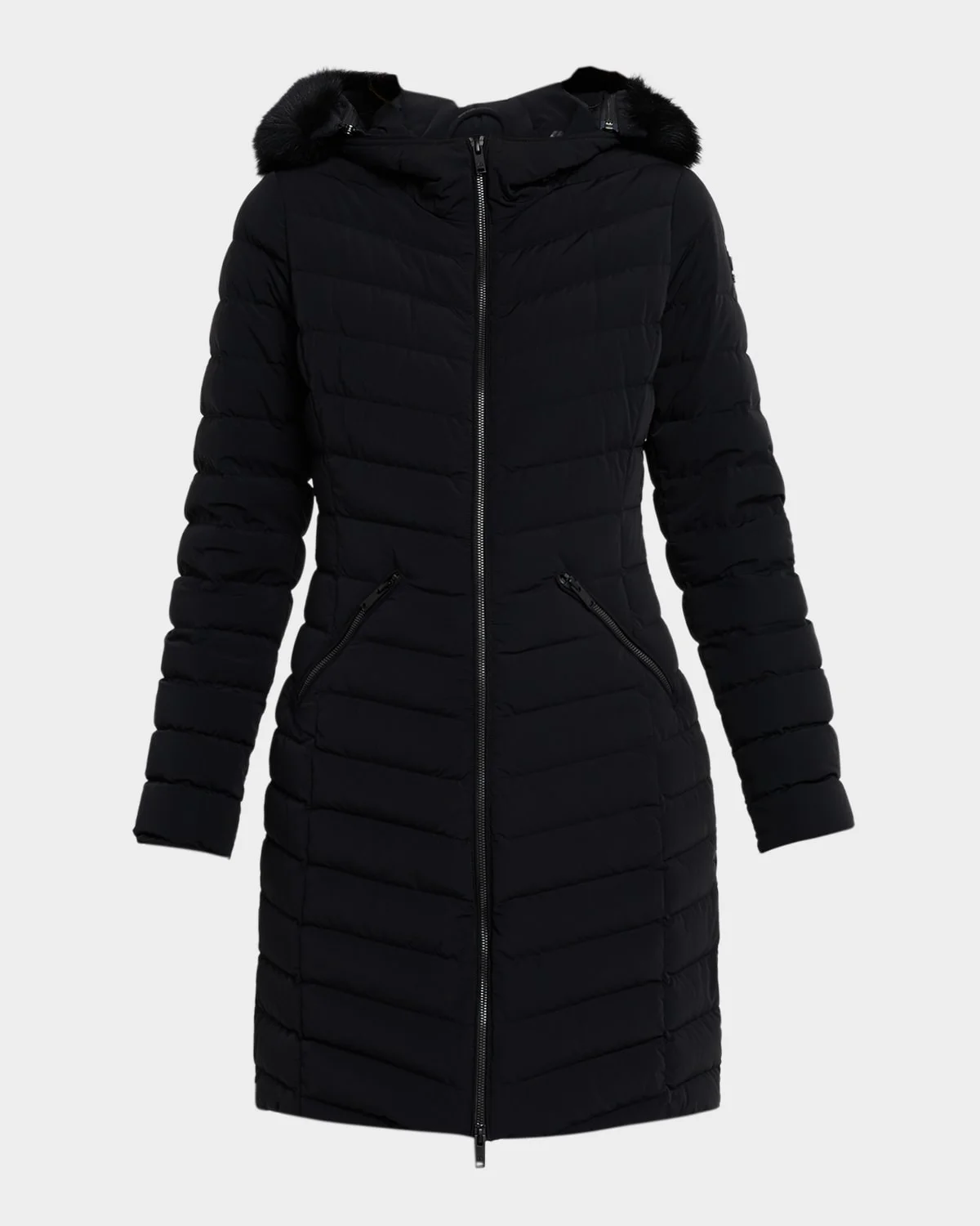 Andesite Down Parka with Removable Hood & Shearling Trim - 1