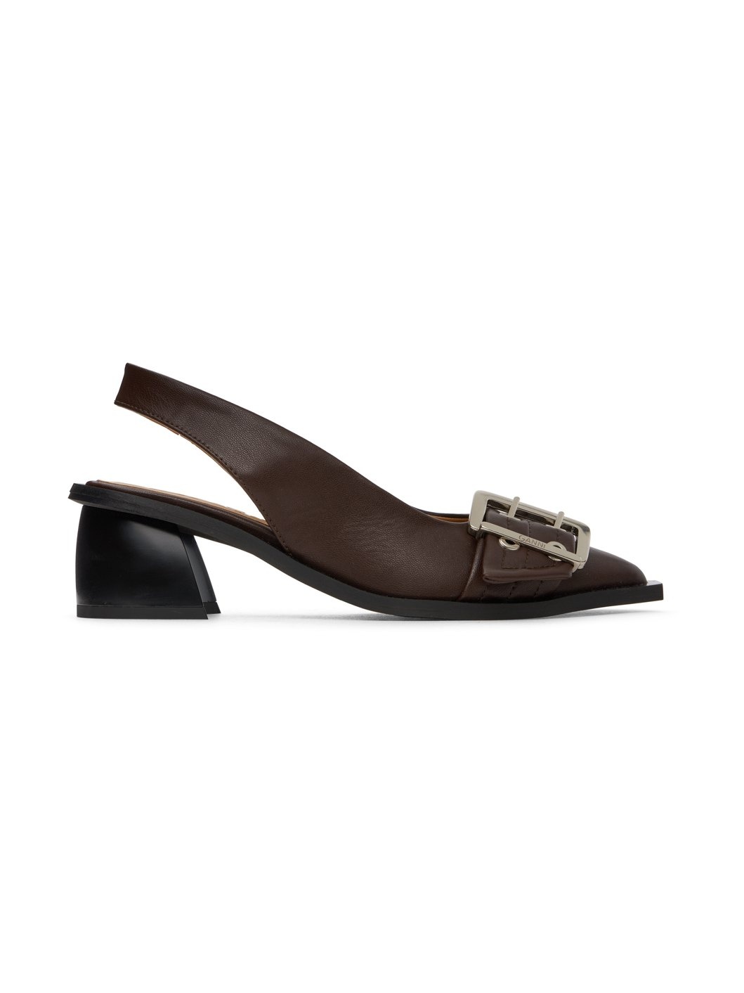 Brown Feminine Buckle Slingback Heels - 1