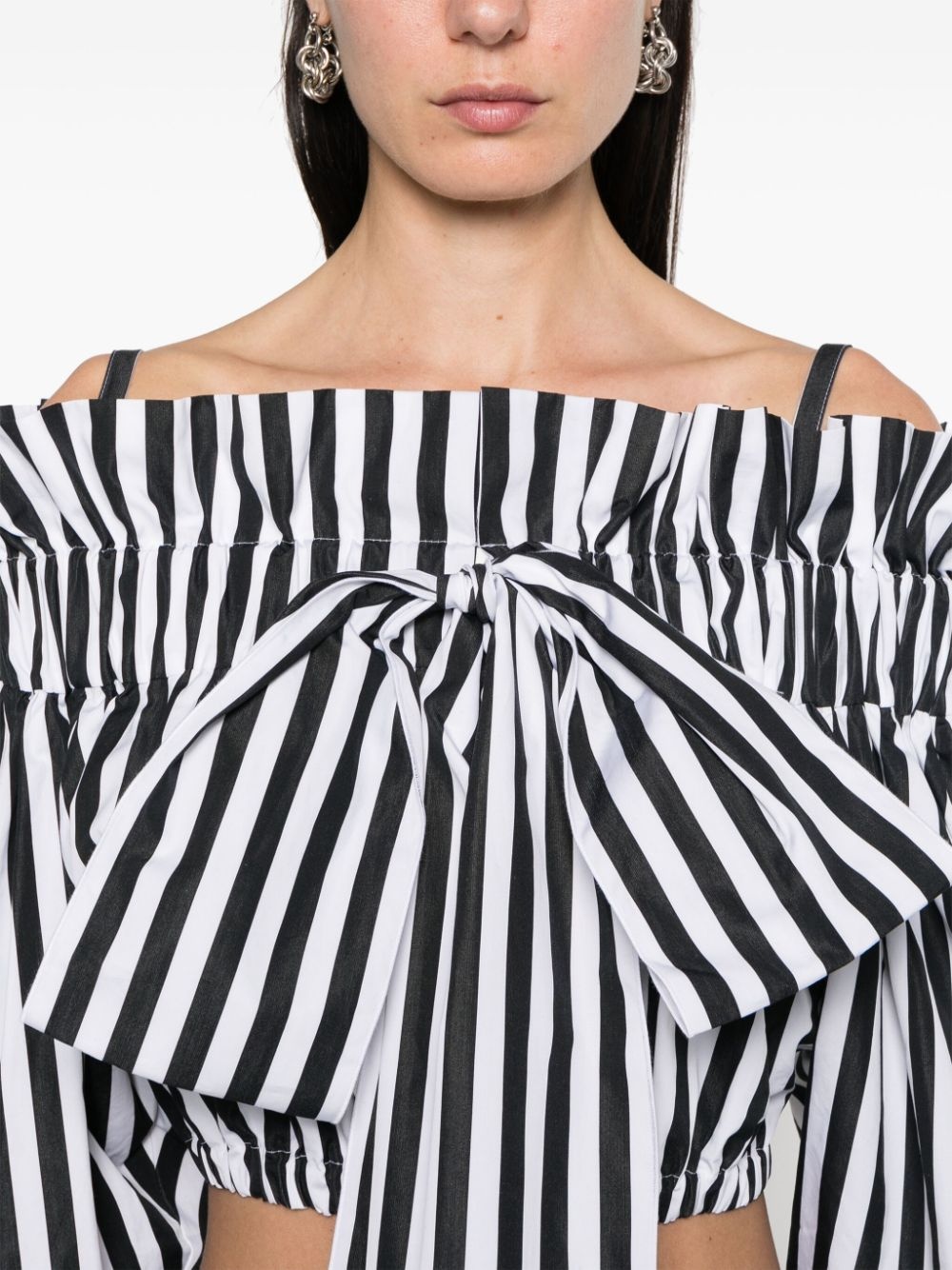 striped cropped blouse - 5