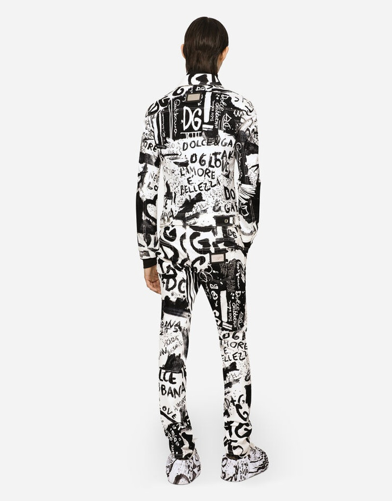 White skinny jeans with graffiti print 3