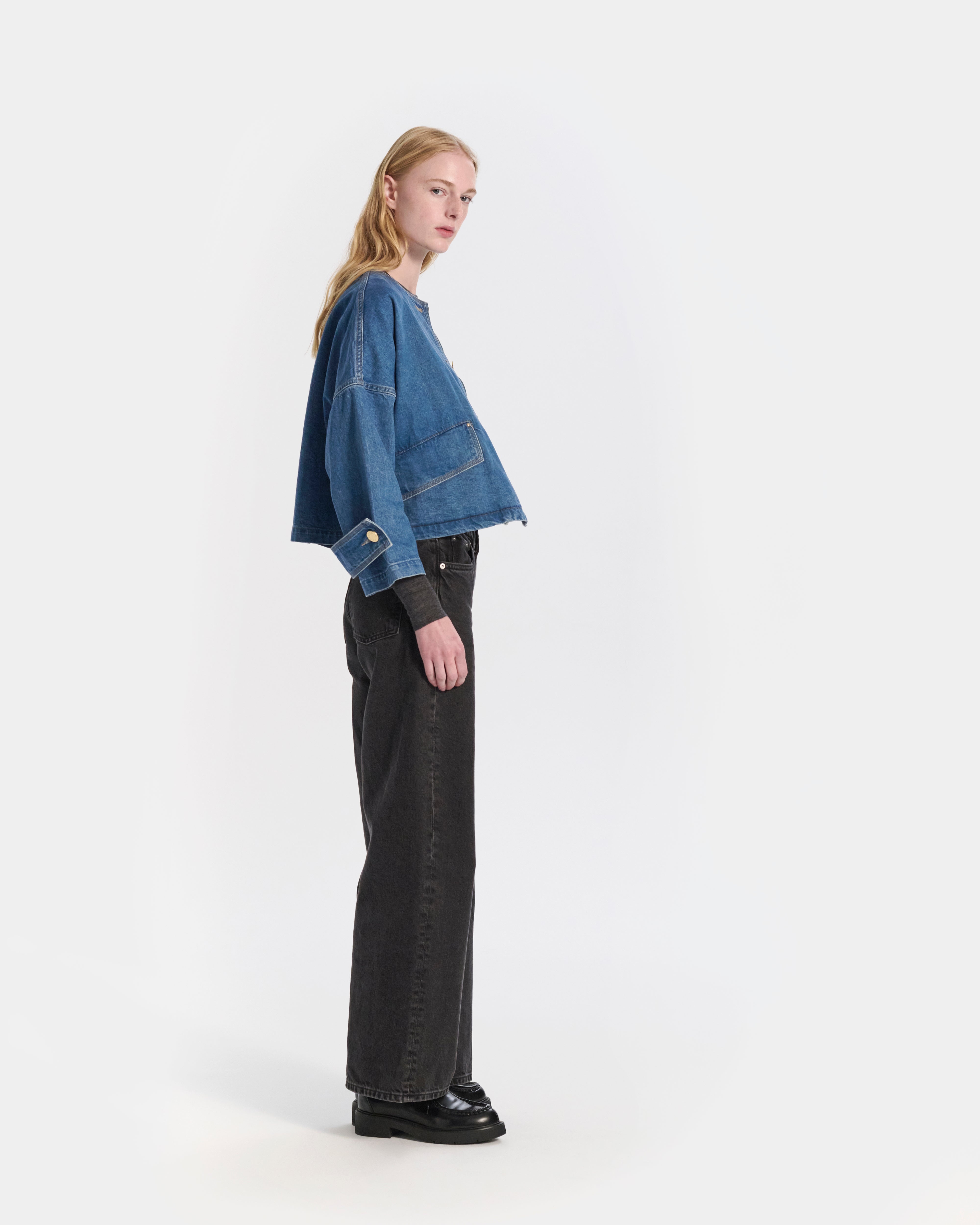 Humbie Collarless Denim Jacket - 4