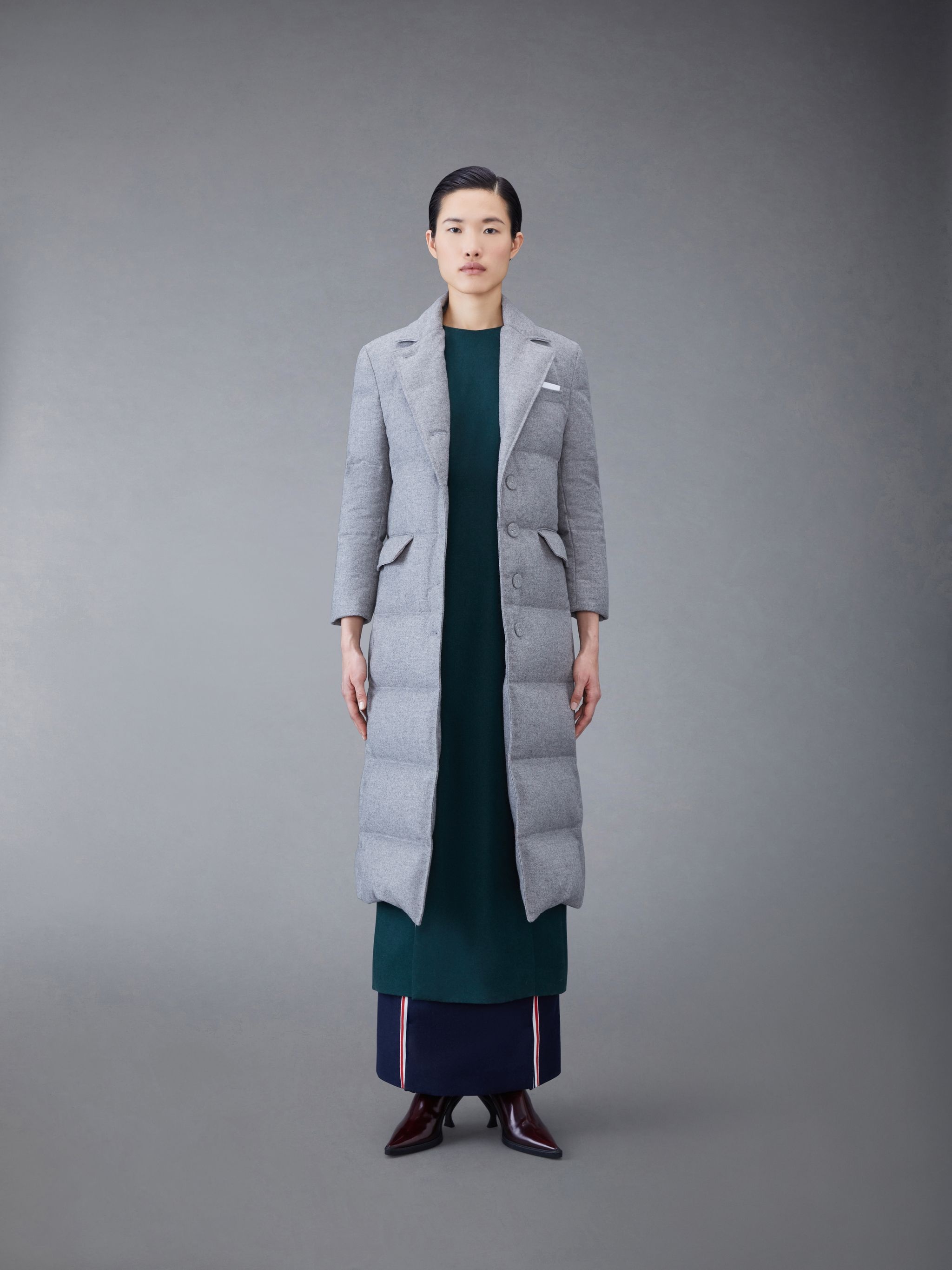 Flannel Down Wide Lapel Overcoat - 3