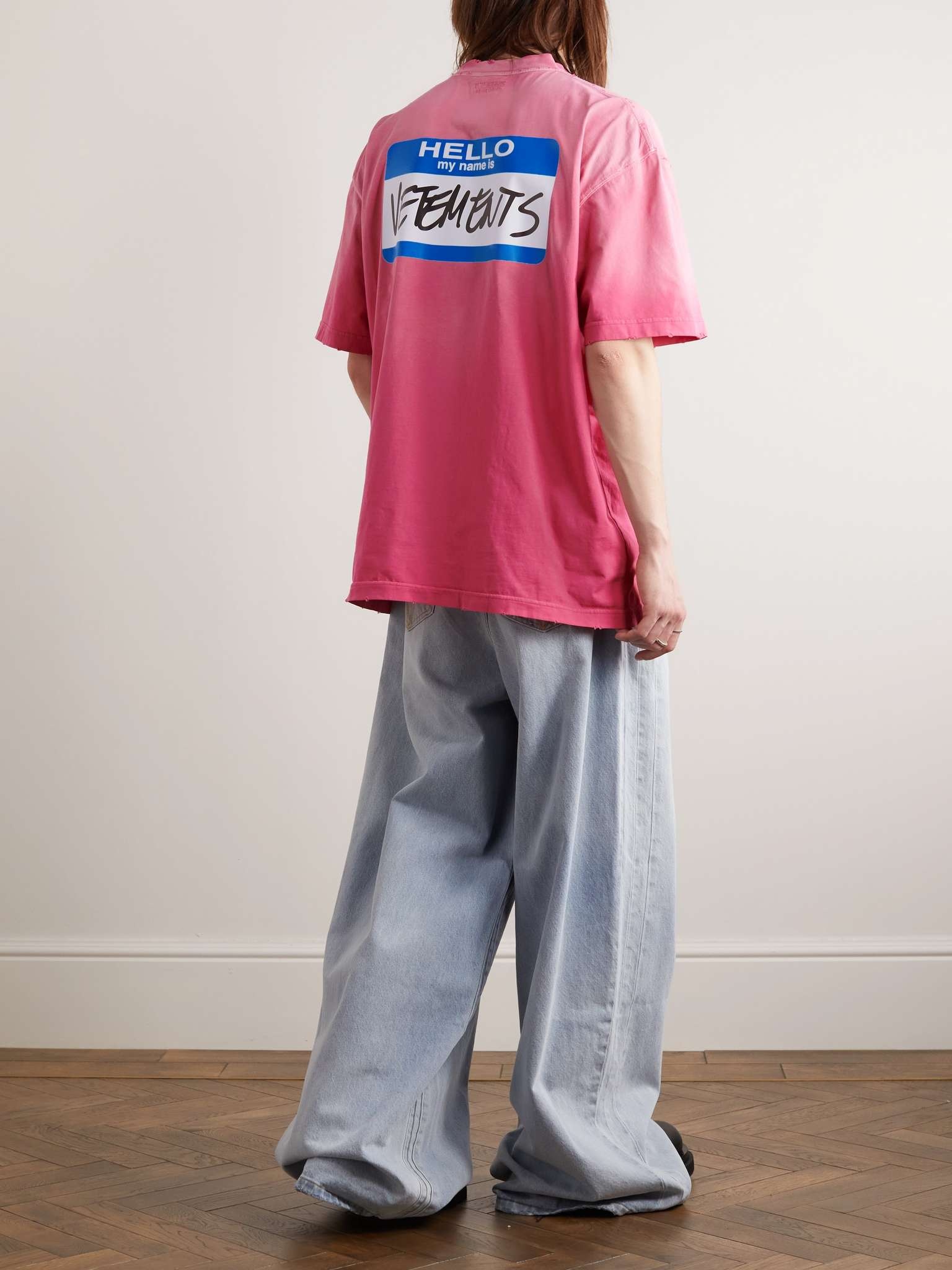Oversized Distressed Logo-Print Cotton-Jersey T-shirt - 2