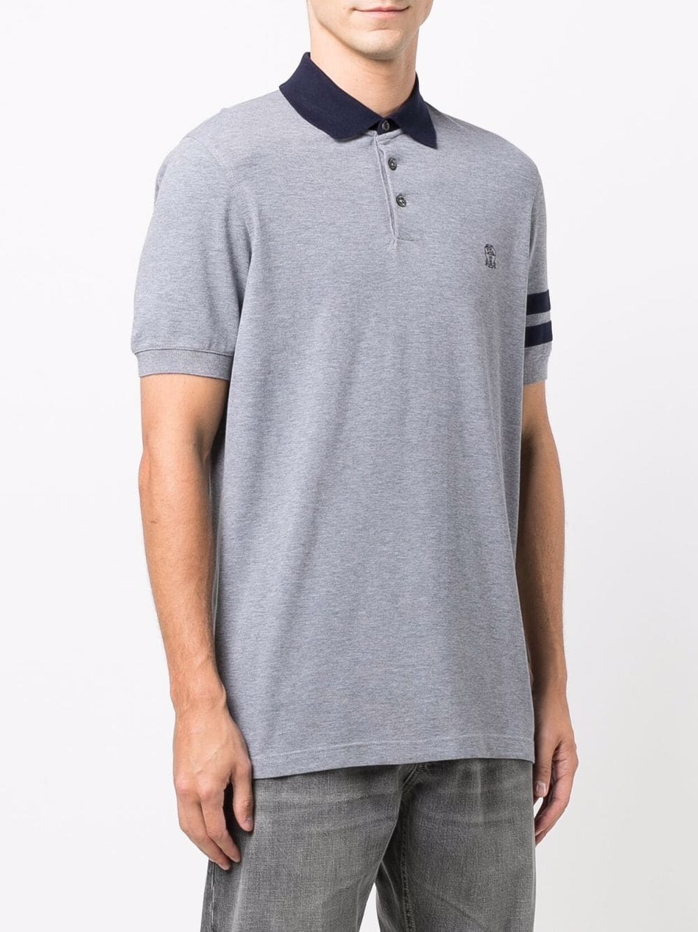 stripe-trim cotton polo shirt - 3