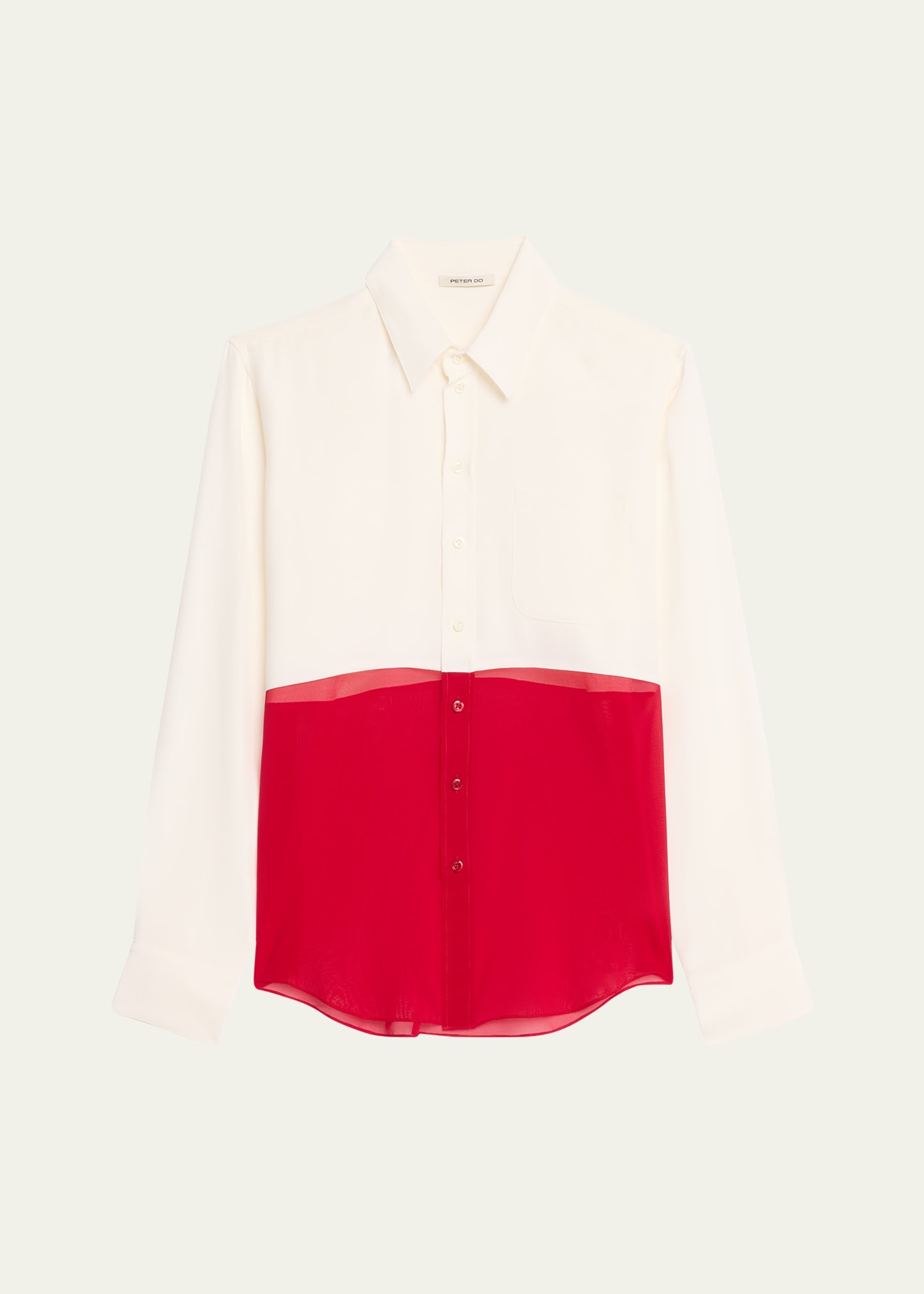 Colorblock Button-Front Office Shirt - 1