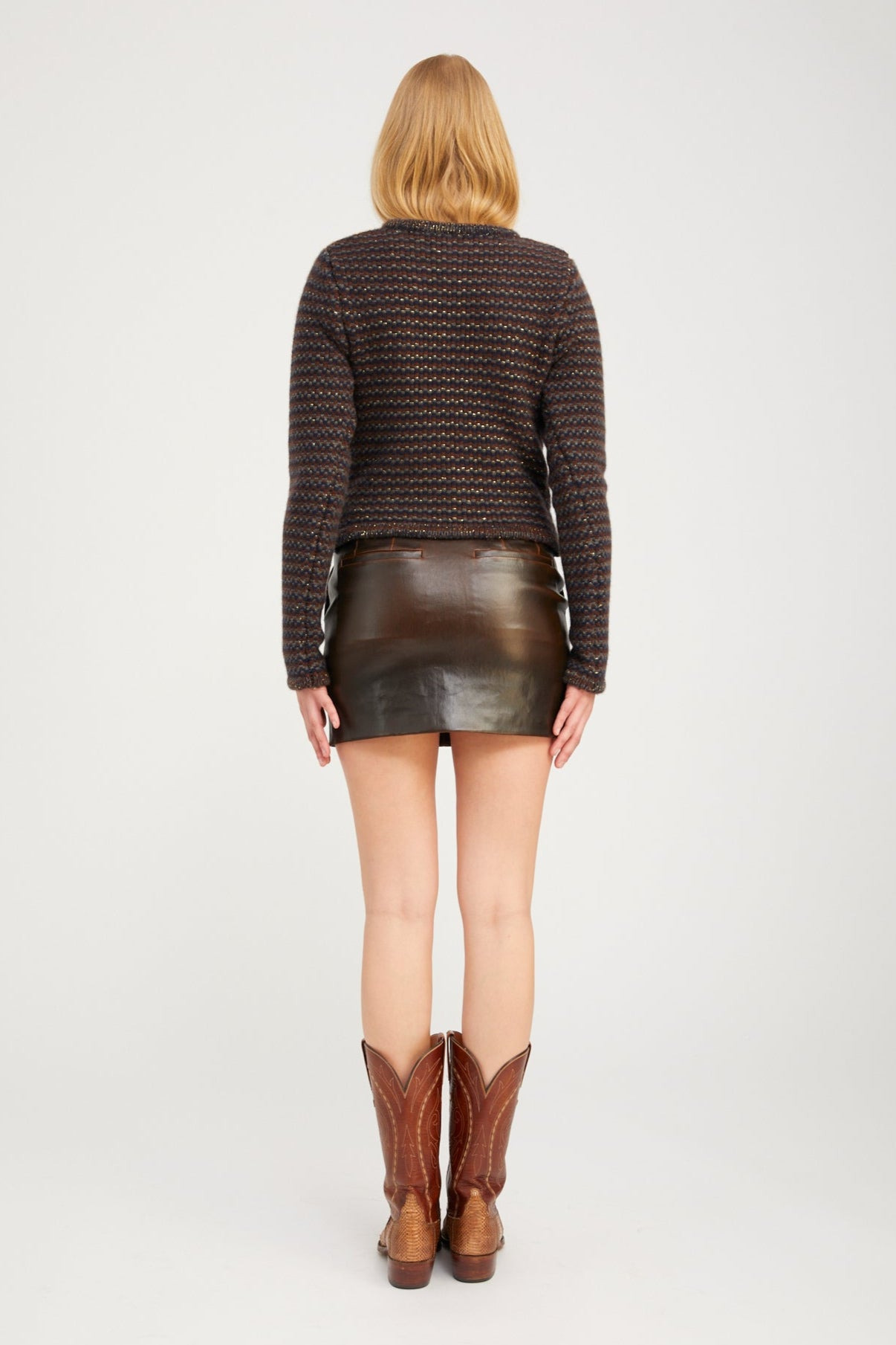 BROWN STRIPE CASHMERE INGRID JACKET - 6