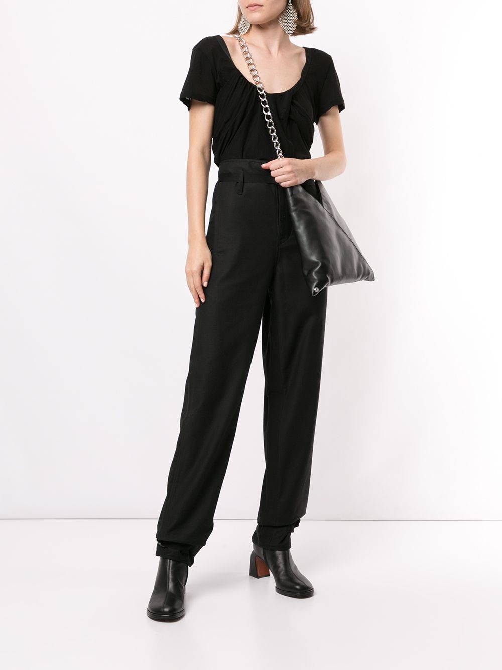 panelled scoop neck T-shirt - 2