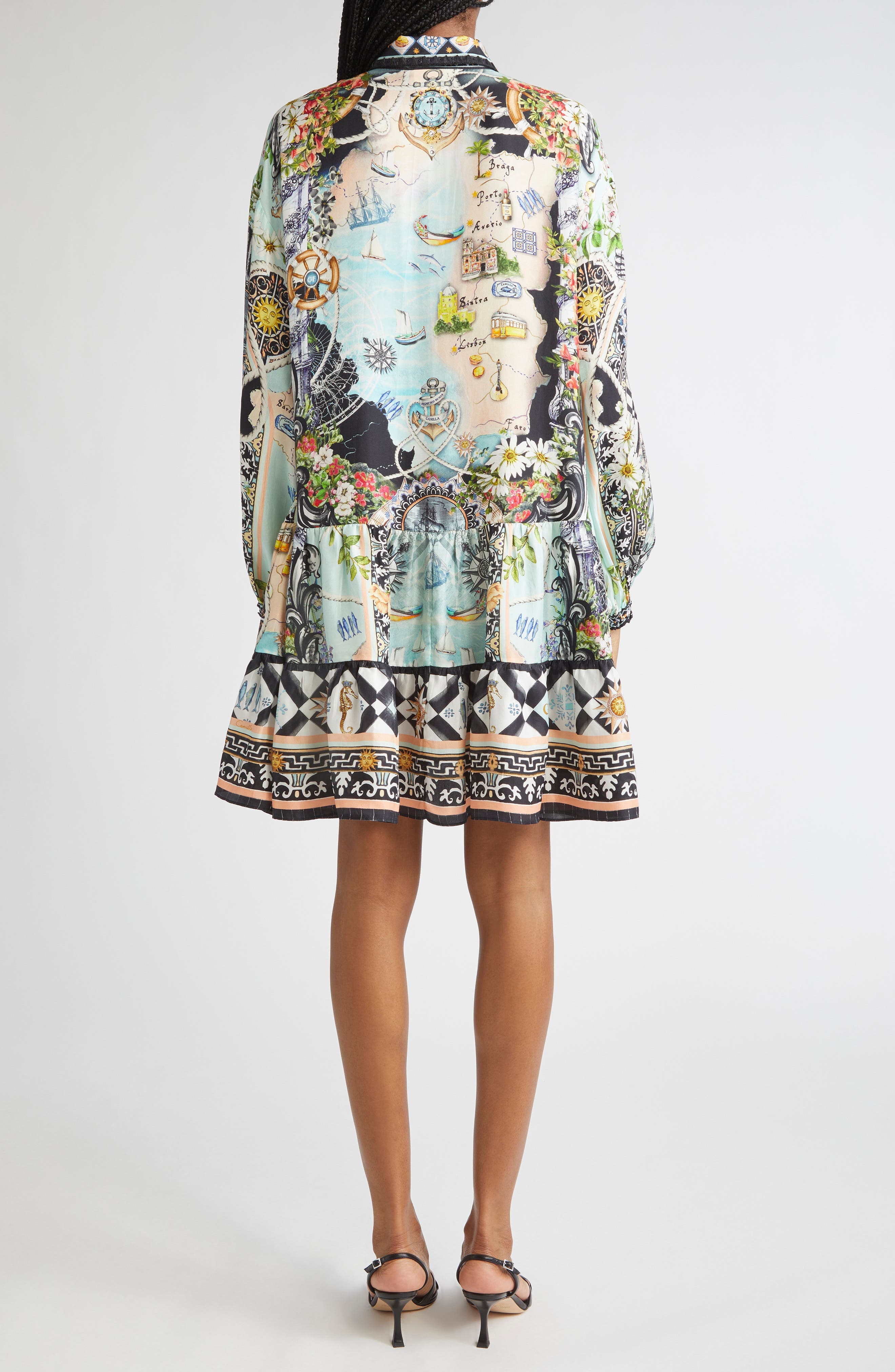 Camilla Folk Afloat Tiered Long Sleeve Silk Shirtdress at Nordstrom - 2