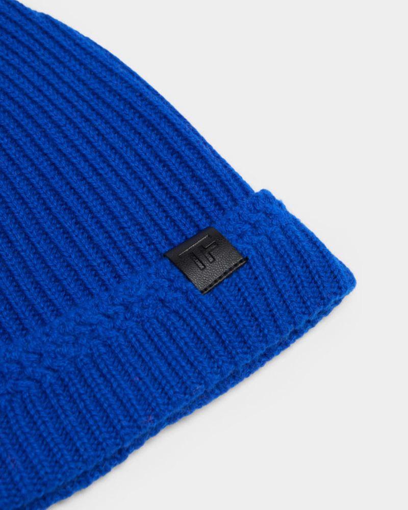TOM FORD Men's Ribbed Cashmere TF-Tab Beanie Hat outlook