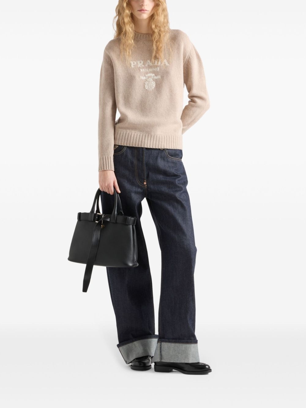 logo-jacquard crew-neck sweater - 2