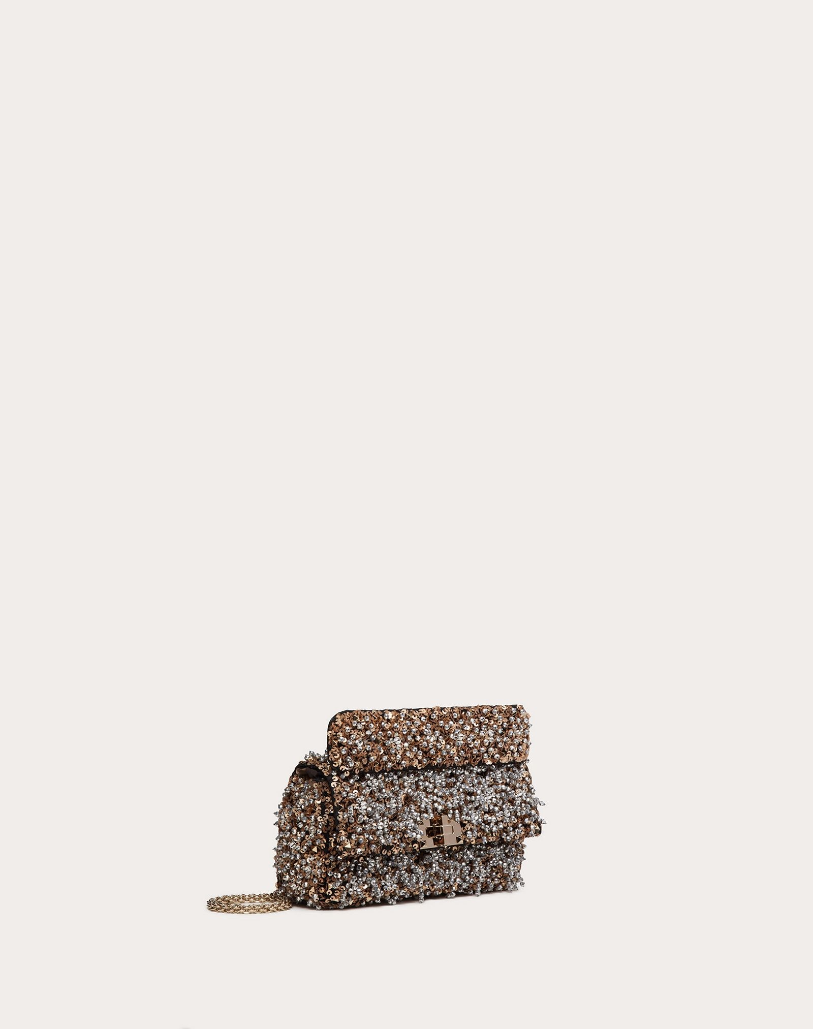 Small Rockstud Spike Bag with Embroidered Beads and Sequins - 2